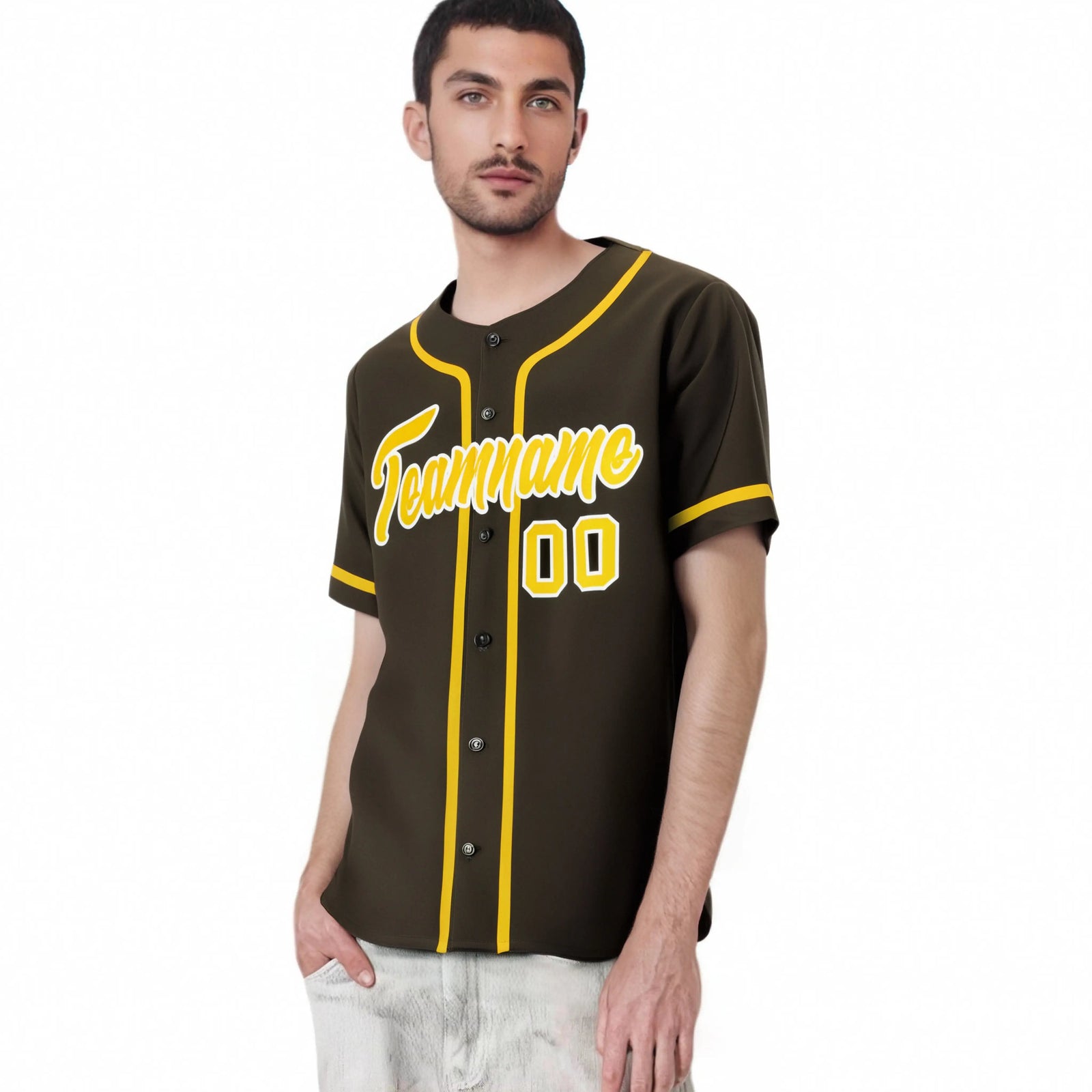 Custom Brown Glod Classic Style Authentic Baseball Jersey