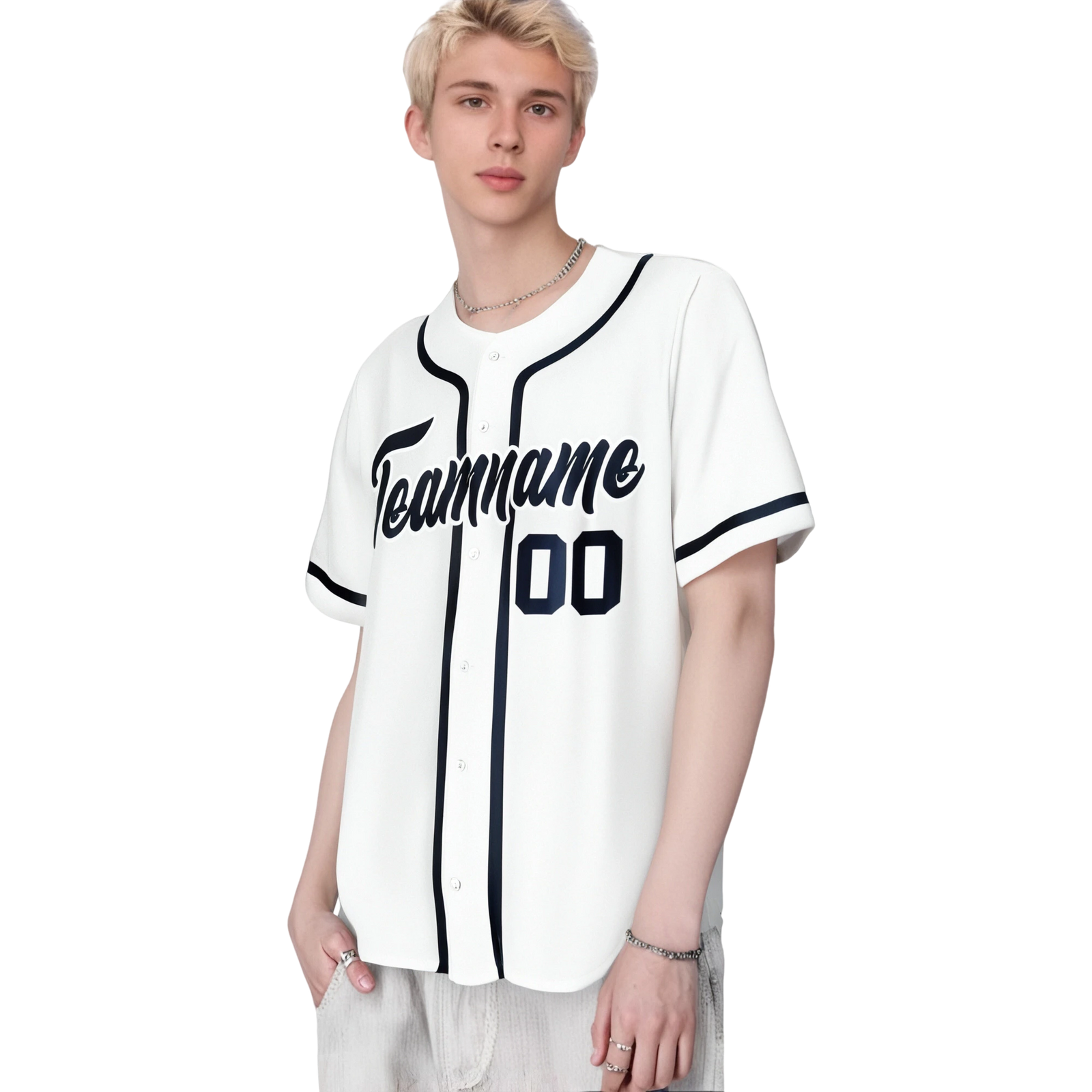 Custom White Navy Classic Style Authentic Baseball Jersey
