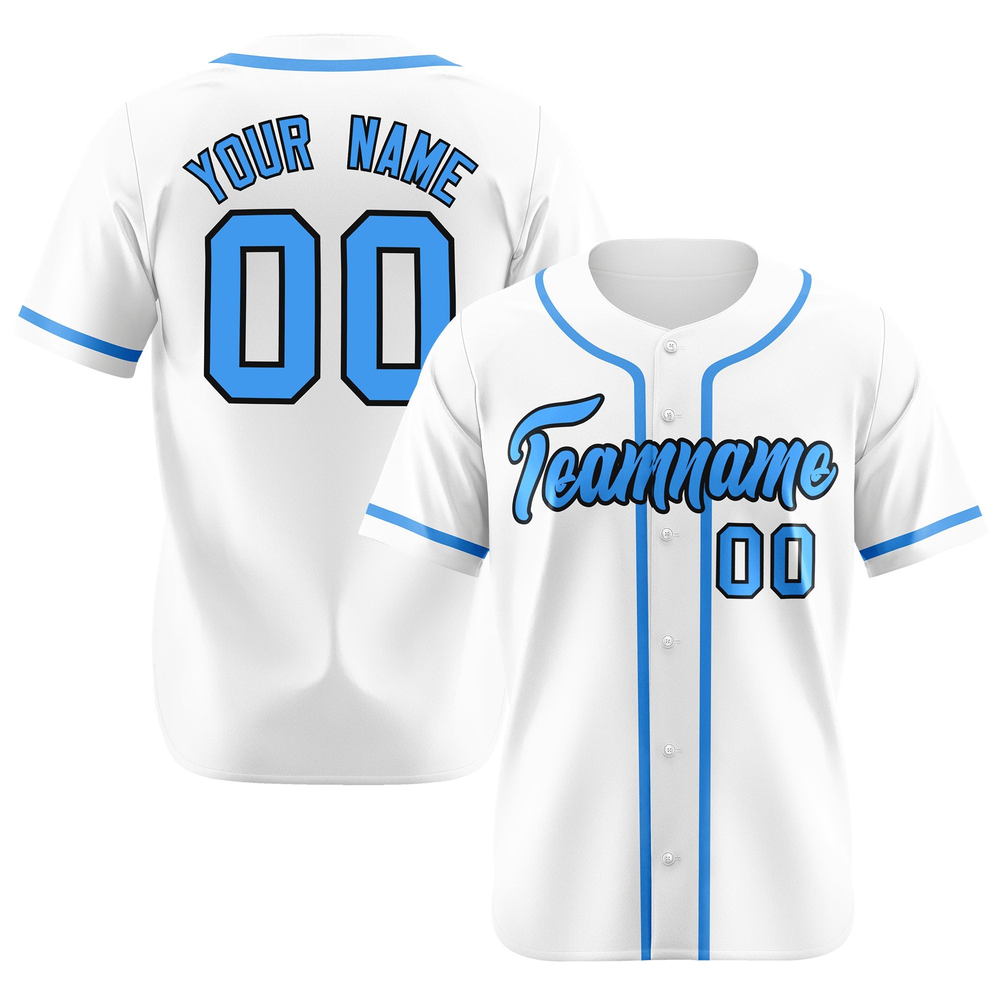 Custom White Powder Blue Classic Style Authentic Baseball Jersey