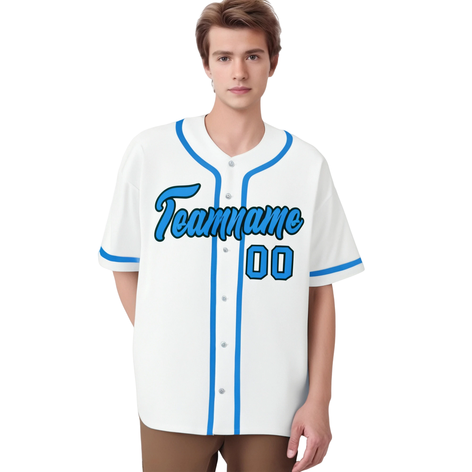 Custom White Powder Blue Classic Style Authentic Baseball Jersey