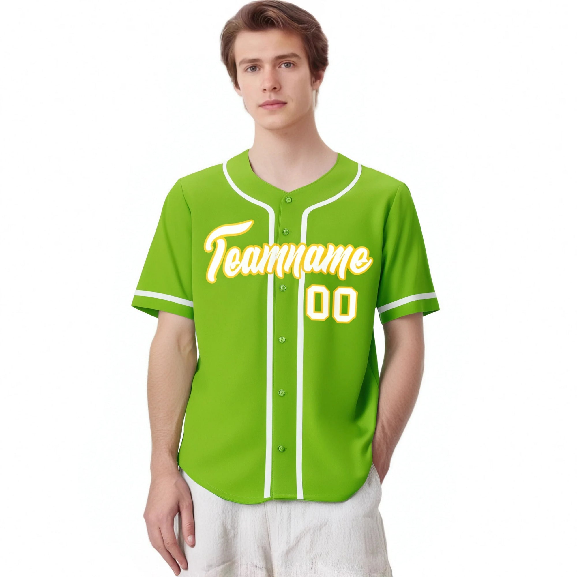 Custom Neon Green White Classic Style Authentic Baseball Jersey