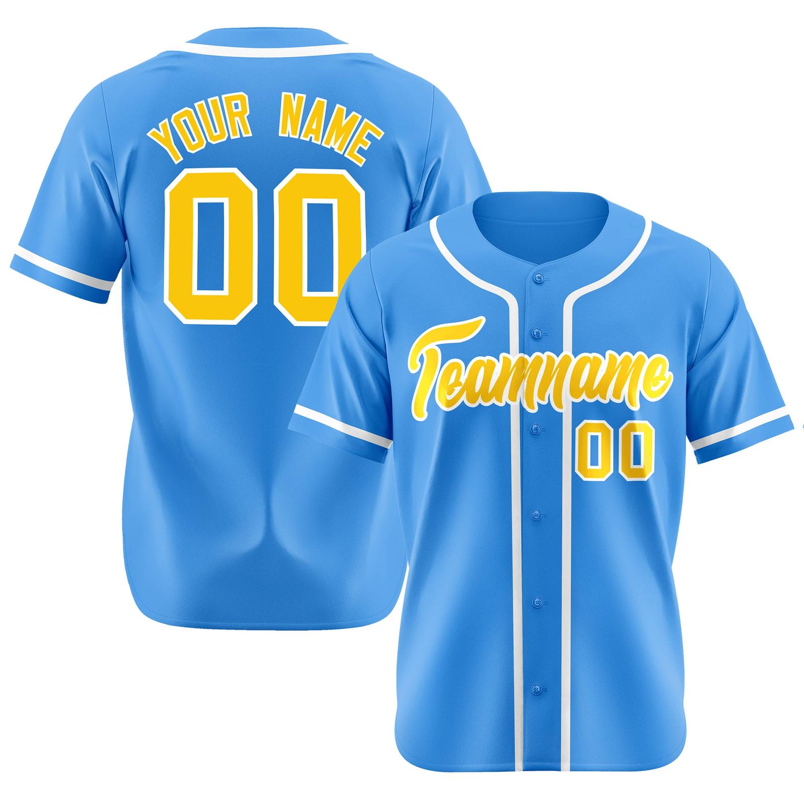 Custom Powder Blue White Classic Style Authentic Baseball Jersey