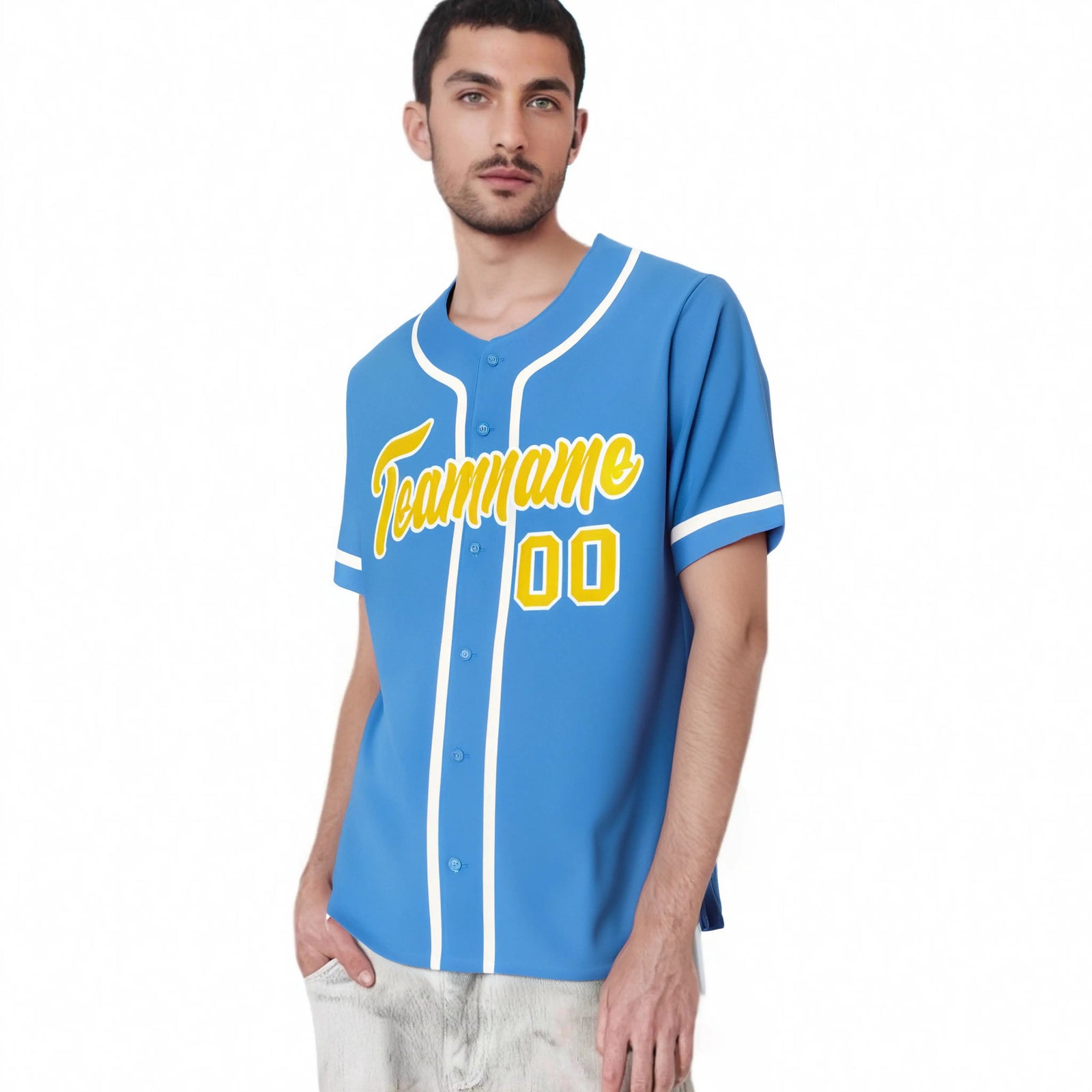 Custom Powder Blue White Classic Style Authentic Baseball Jersey