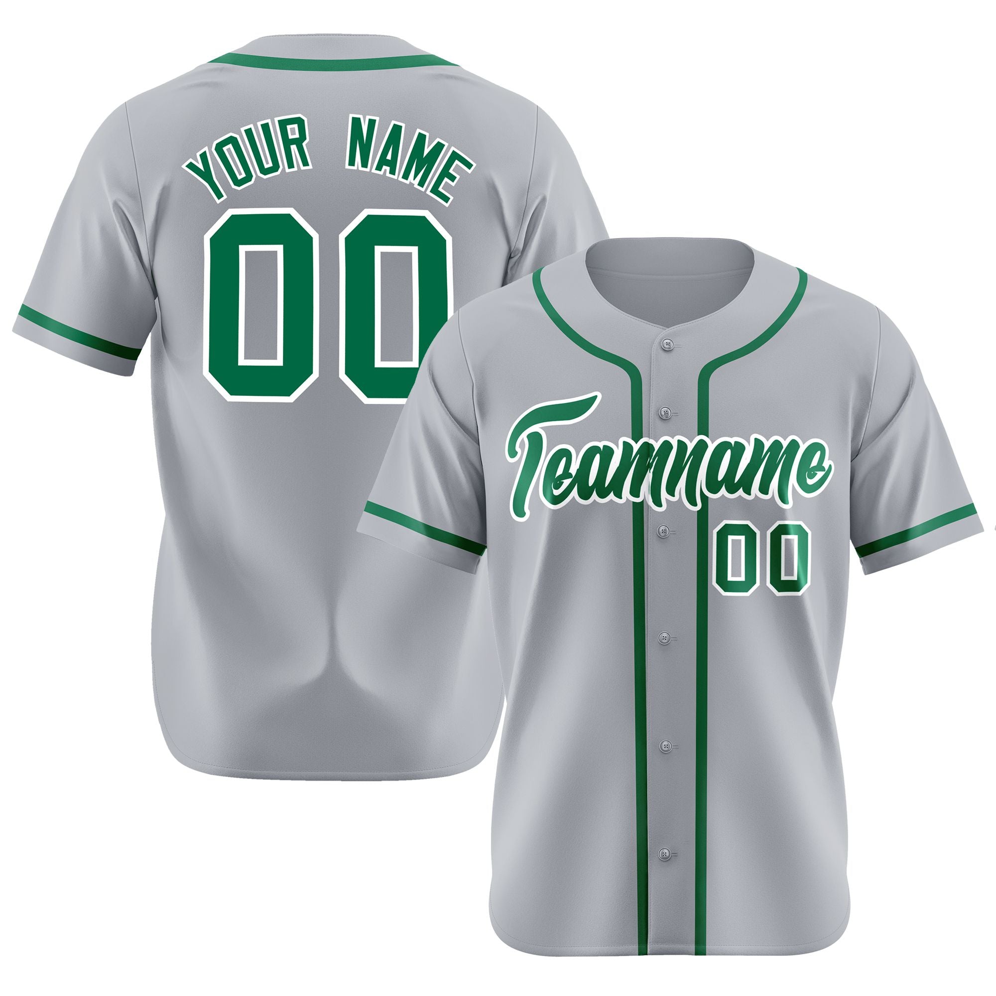 Custom Gray Kelly Green Classic Style Authentic Baseball Jersey