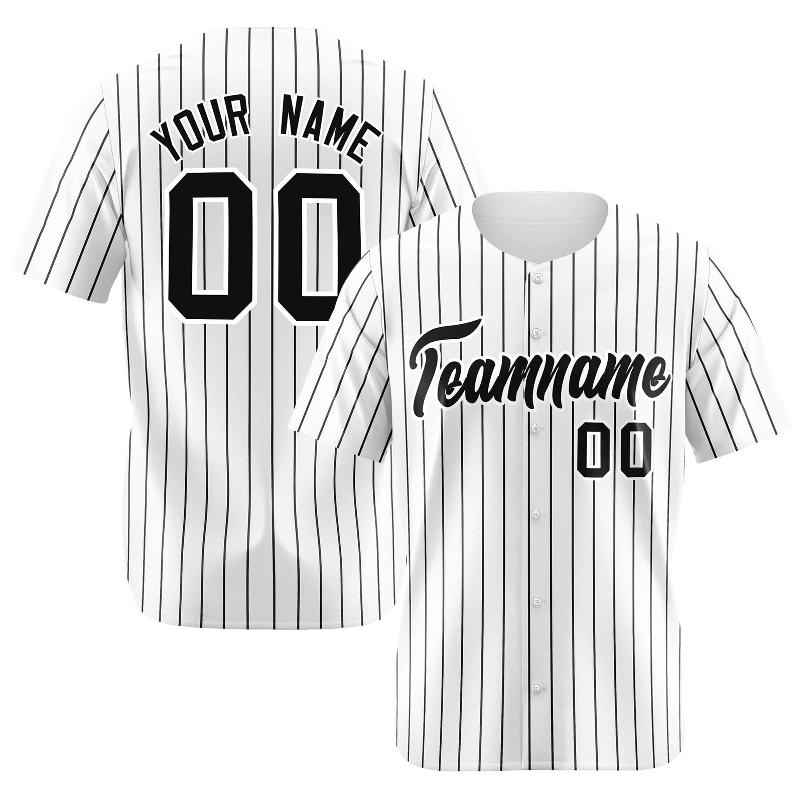 Custom White Black Pinstripe Authentic Baseball Jersey