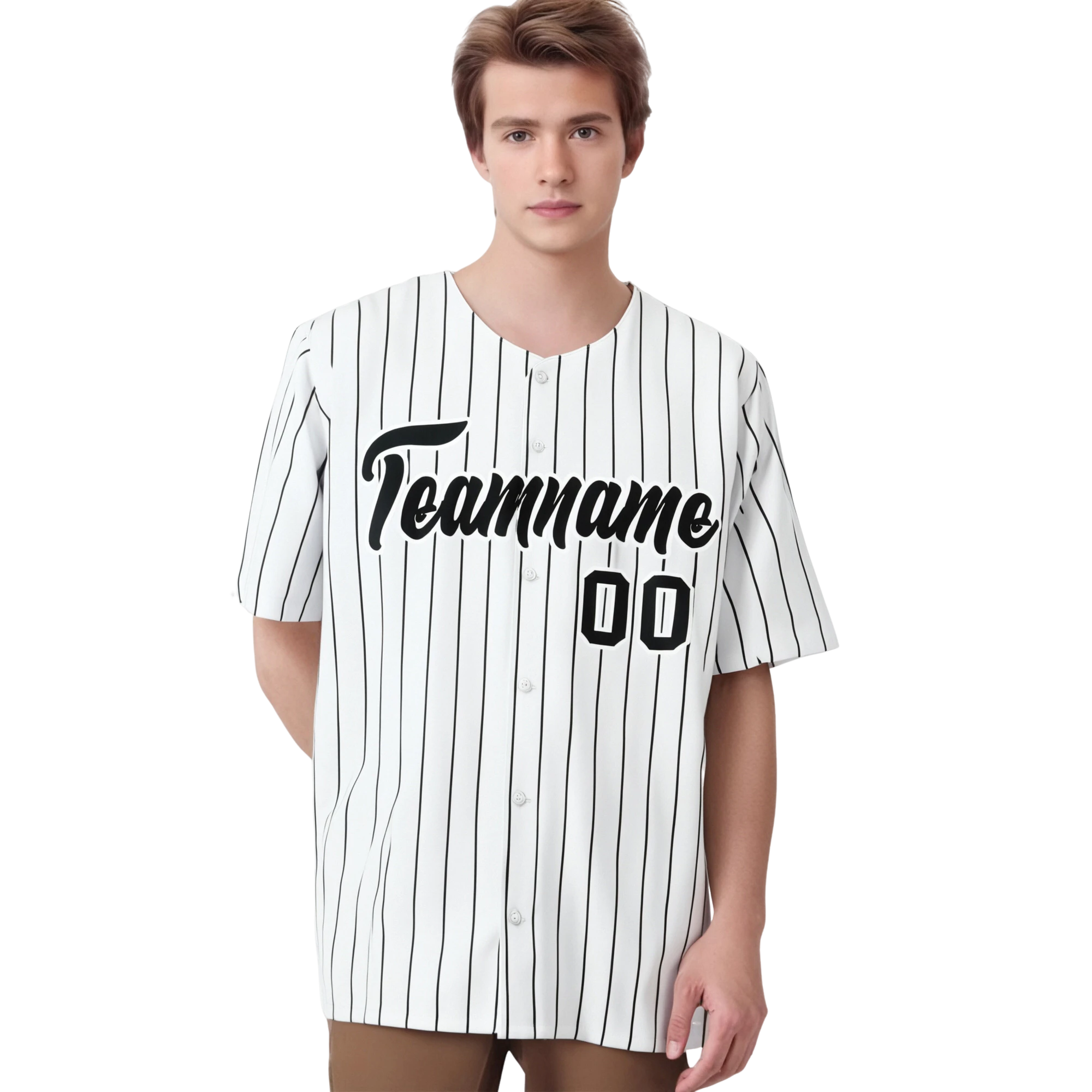 Custom White Black Pinstripe Authentic Baseball Jersey