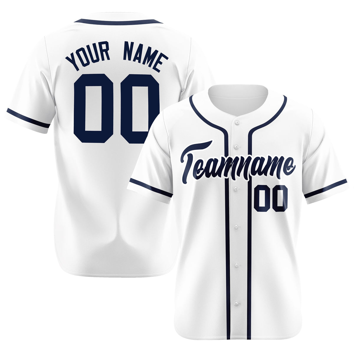 Custom White Navy Classic Style Authentic Baseball Jersey