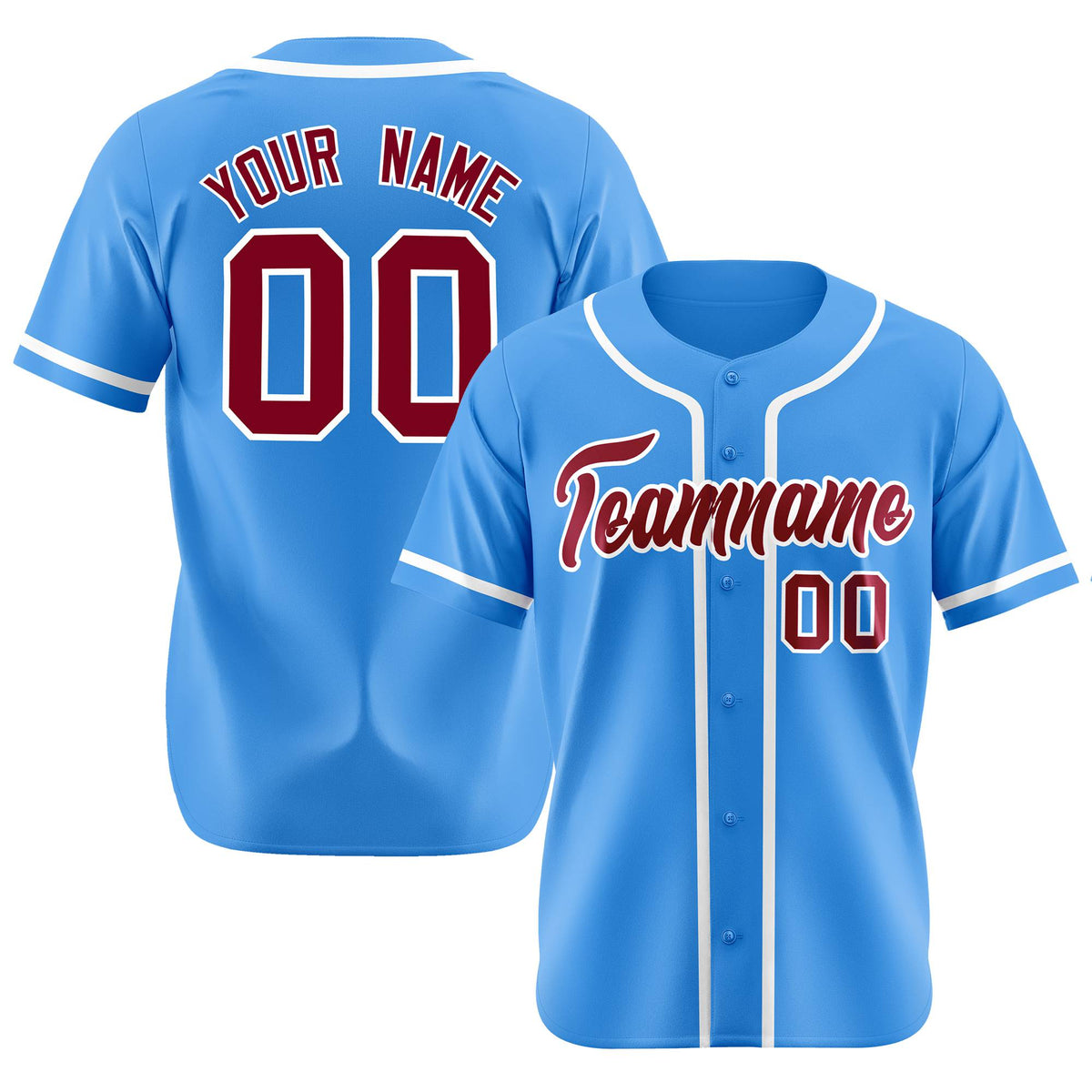 Custom Powder Blue White Classic Style Authentic Baseball Jersey