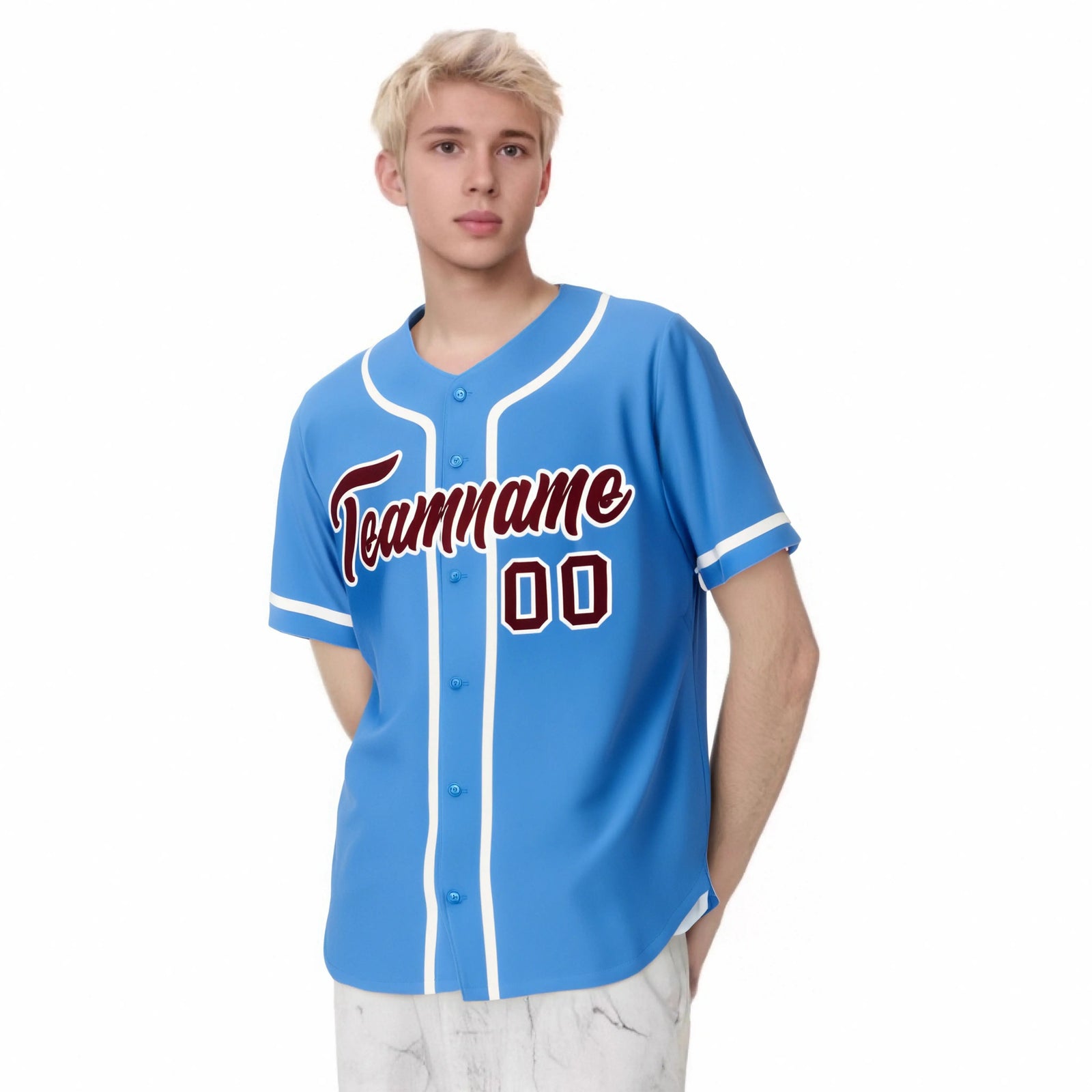 Custom Powder Blue White Classic Style Authentic Baseball Jersey