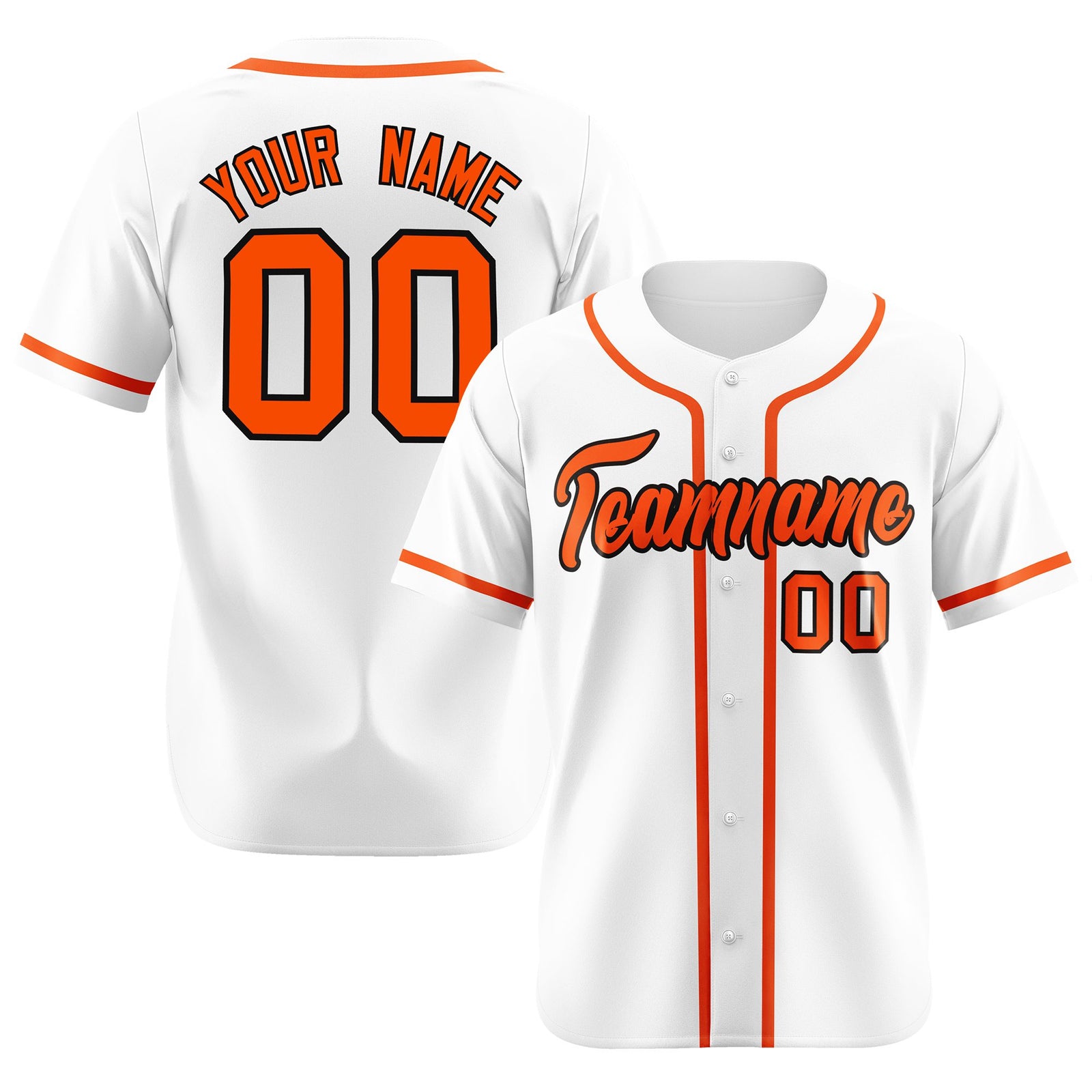 Custom White Orange Classic Style Authentic Baseball Jersey
