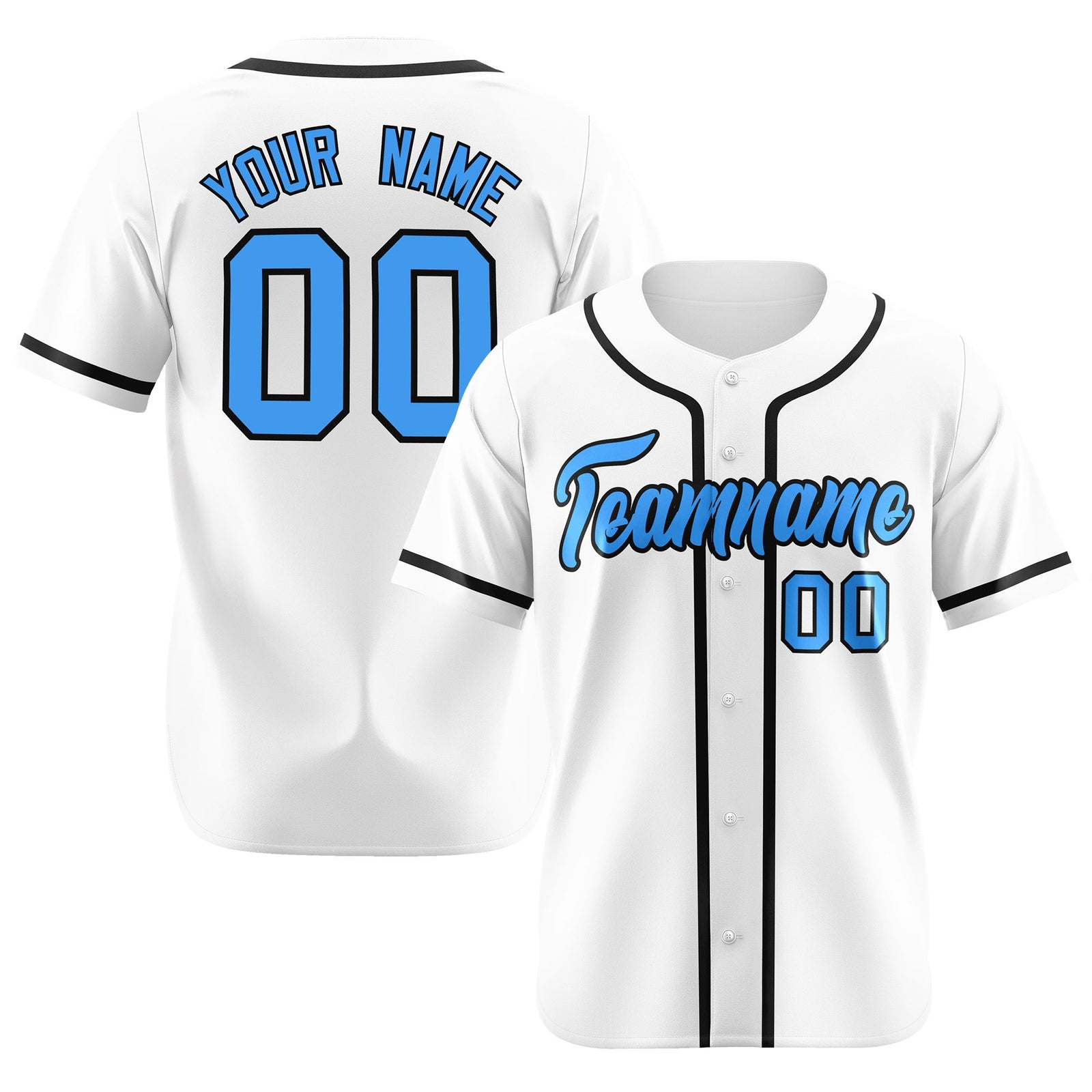 Custom White Black Classic Style Authentic Baseball Jersey