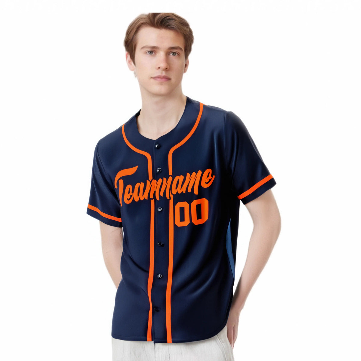 Custom Navy Orange Classic Style Authentic Baseball Jersey