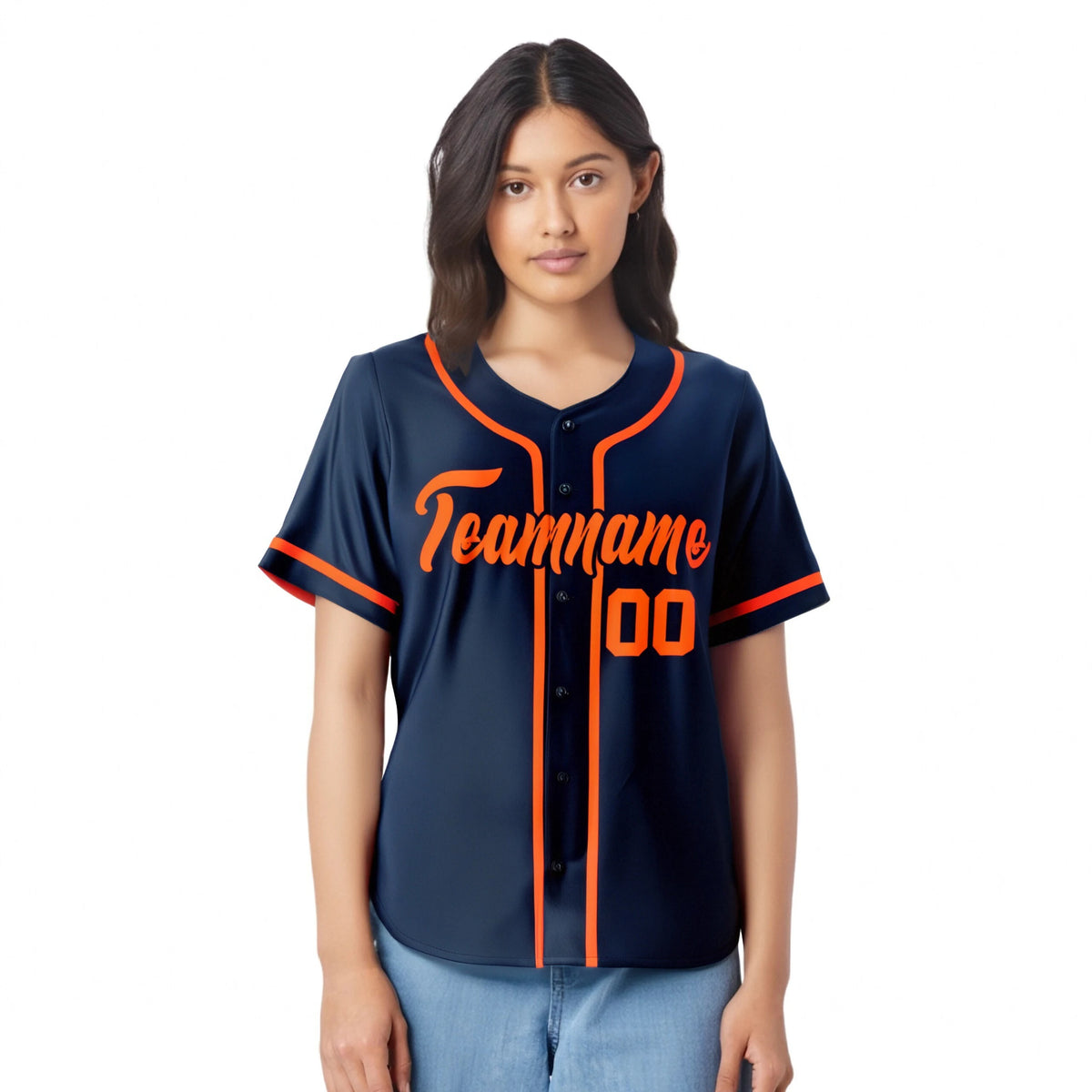 Custom Navy Orange Classic Style Authentic Baseball Jersey