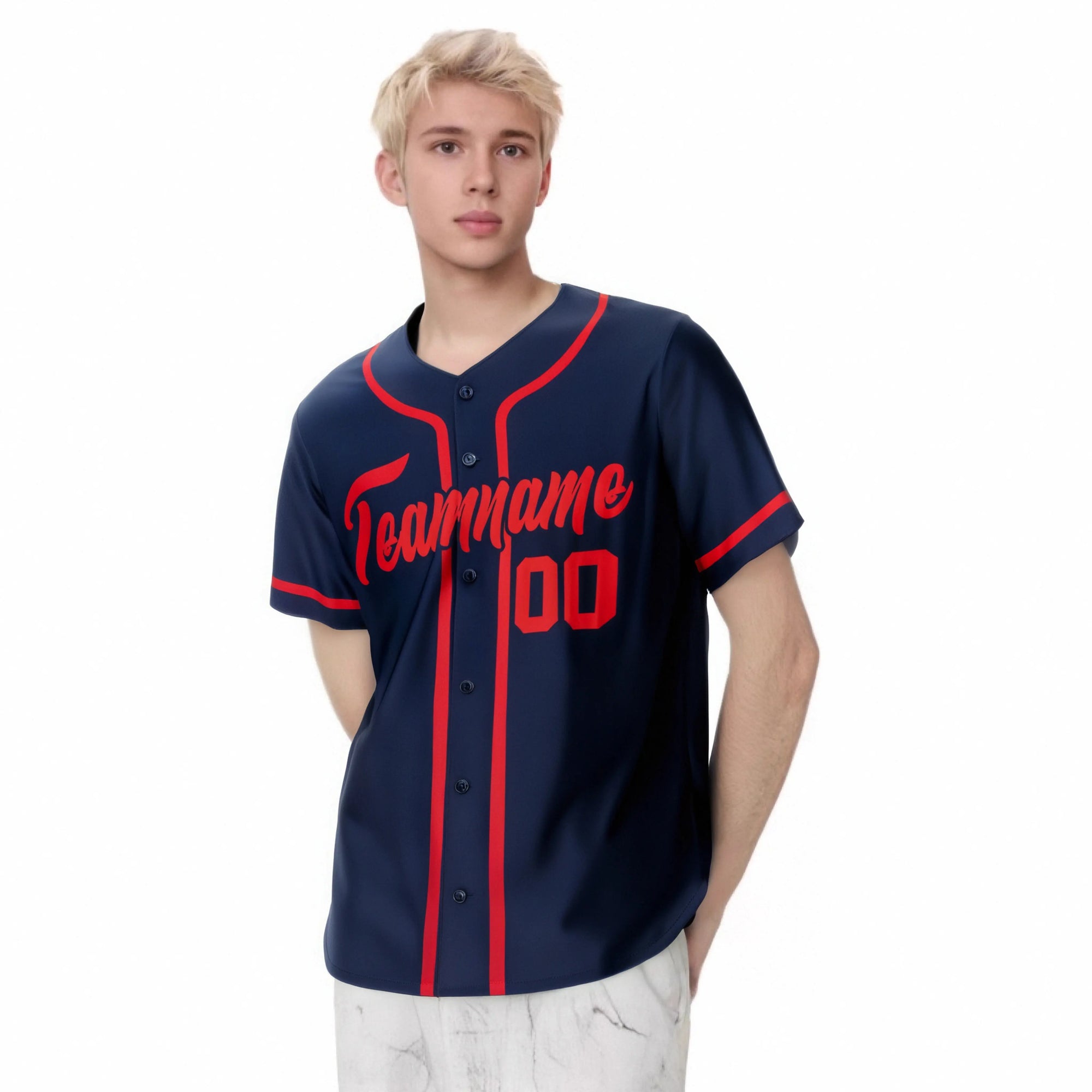 Custom Navy Red Classic Style Authentic Baseball Jersey