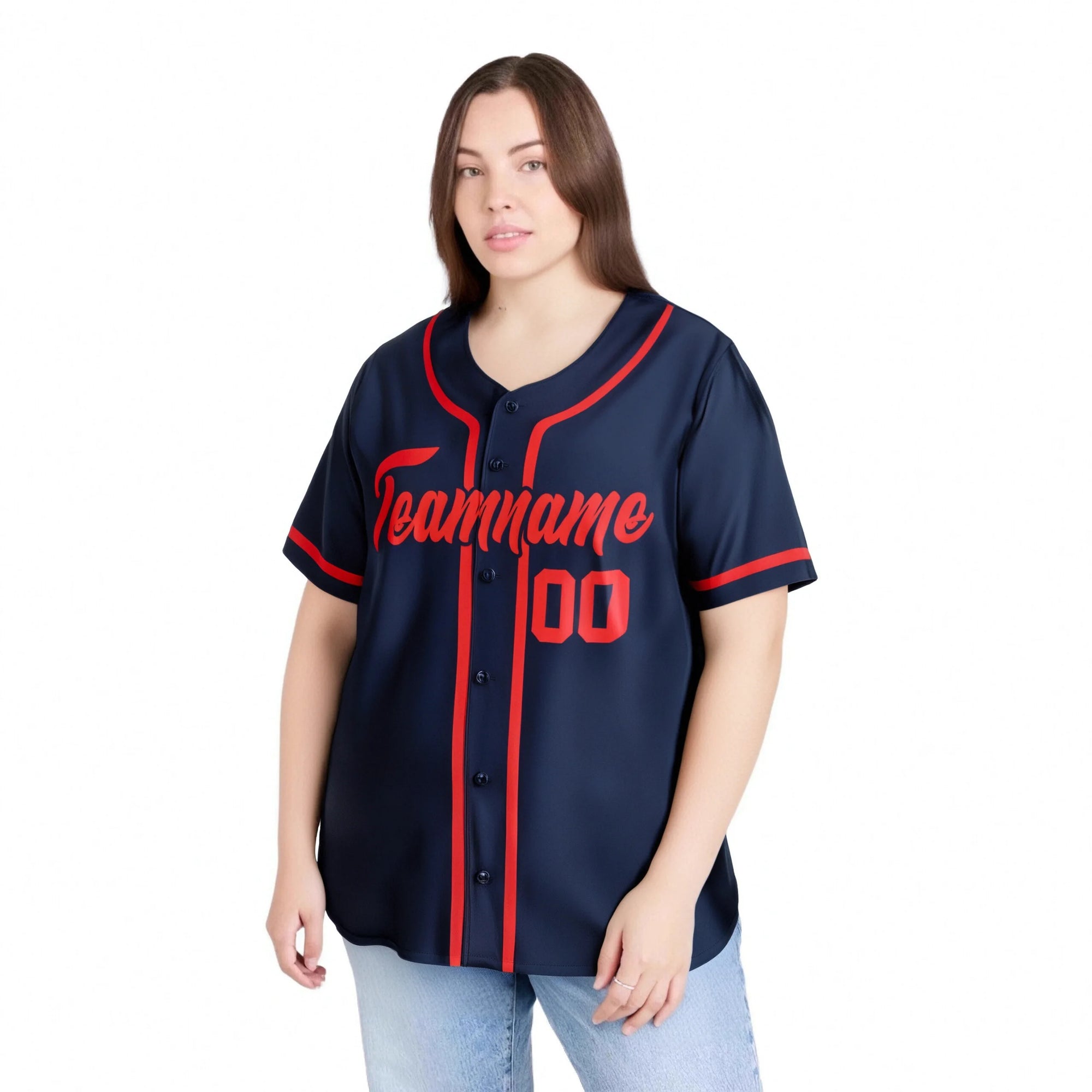 Custom Navy Red Classic Style Authentic Baseball Jersey