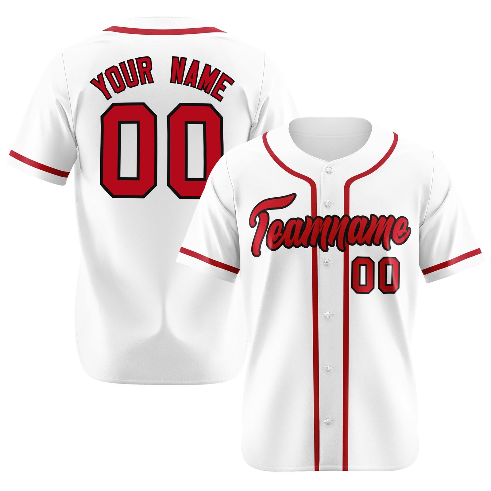 Custom White Red Classic Style Authentic Baseball Jersey