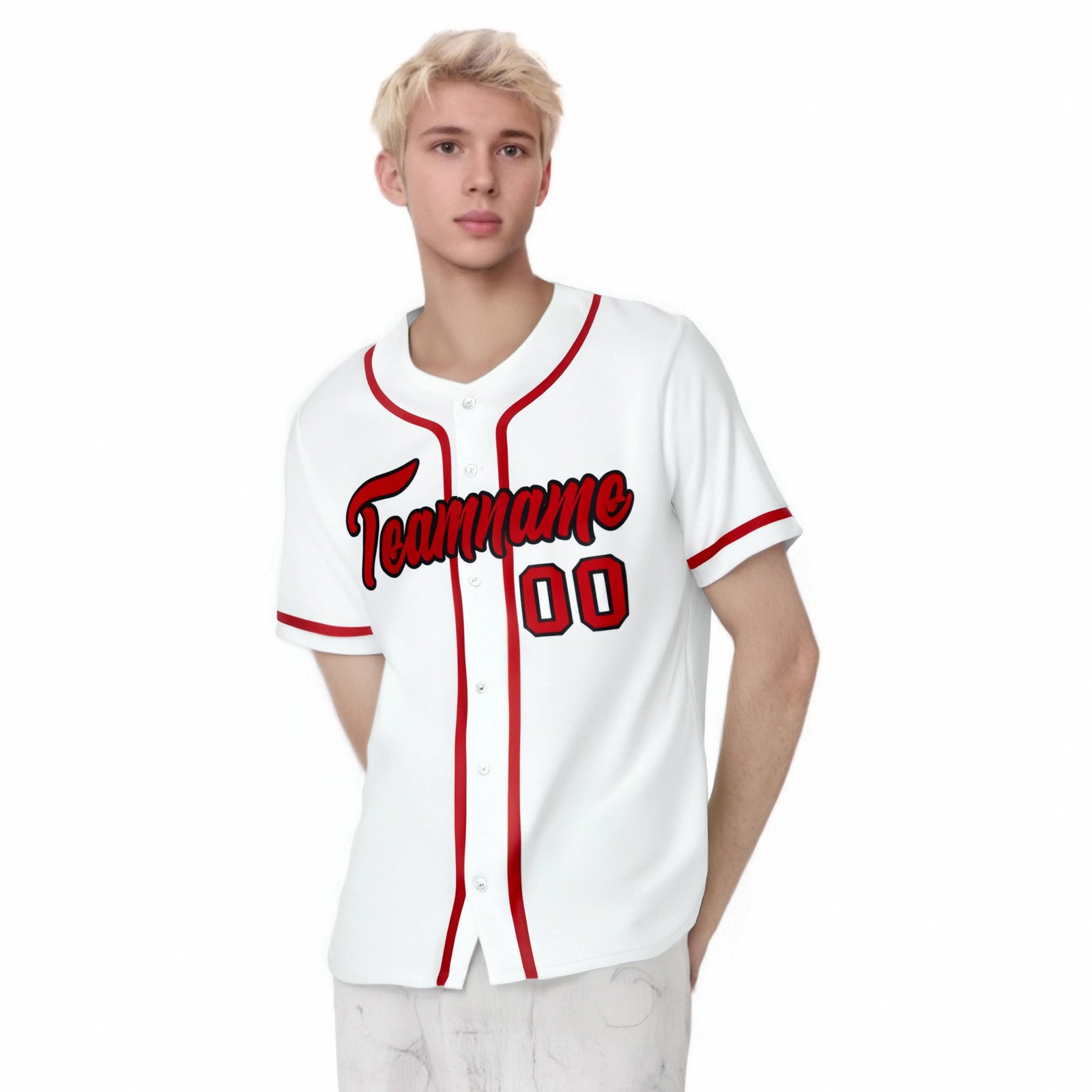 Custom White Red Classic Style Authentic Baseball Jersey