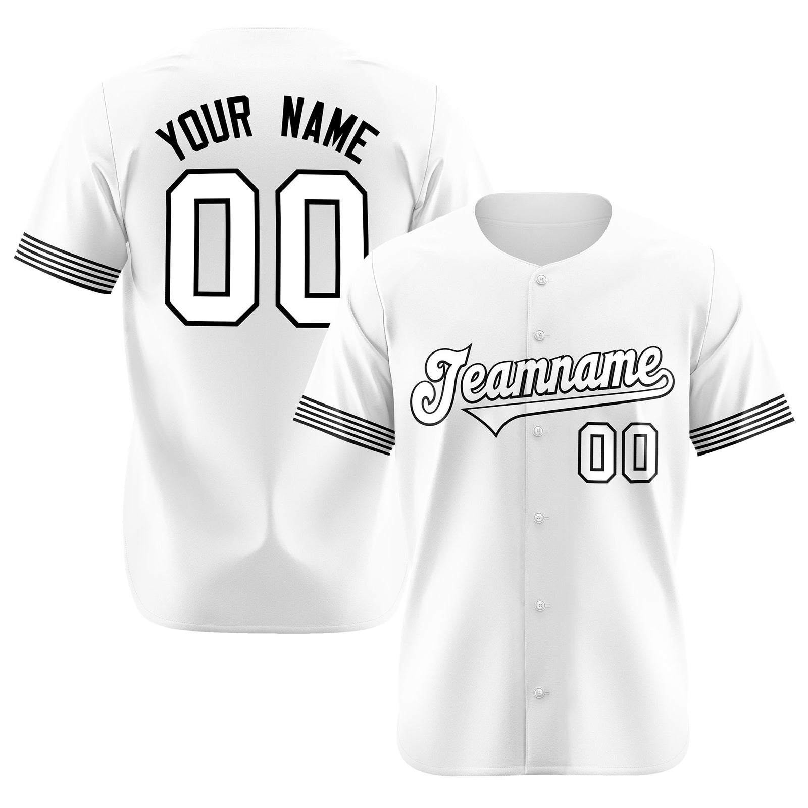 Custom White Black-White Classic Style Authentic Baseball Jersey