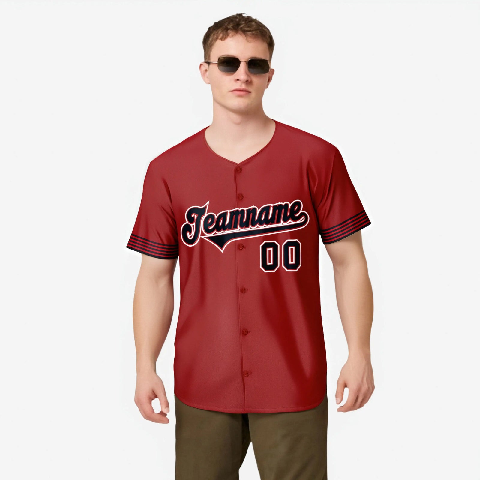 Custom Red Black-White Classic Style Authentic Baseball Jersey