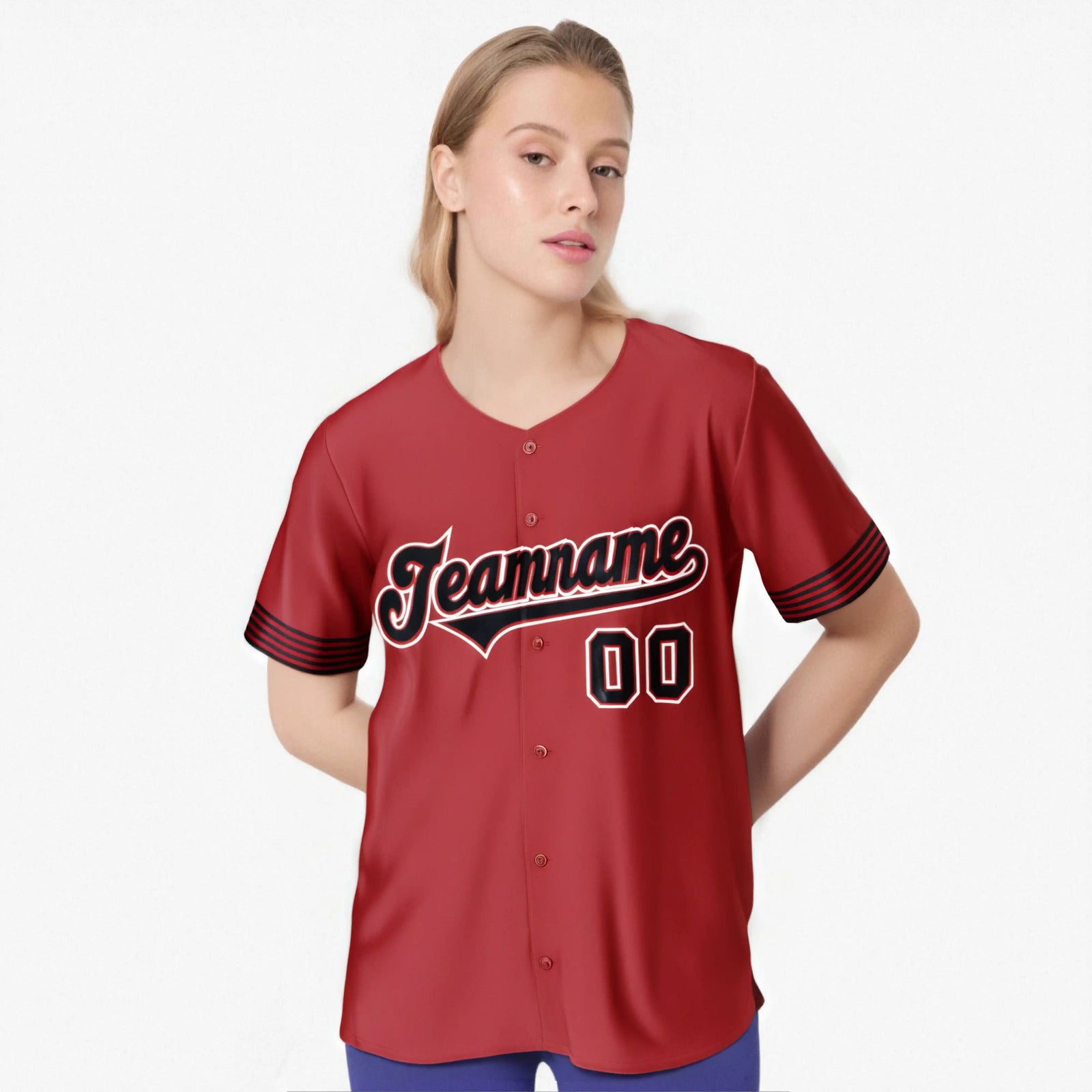 Custom Red Black-White Classic Style Authentic Baseball Jersey