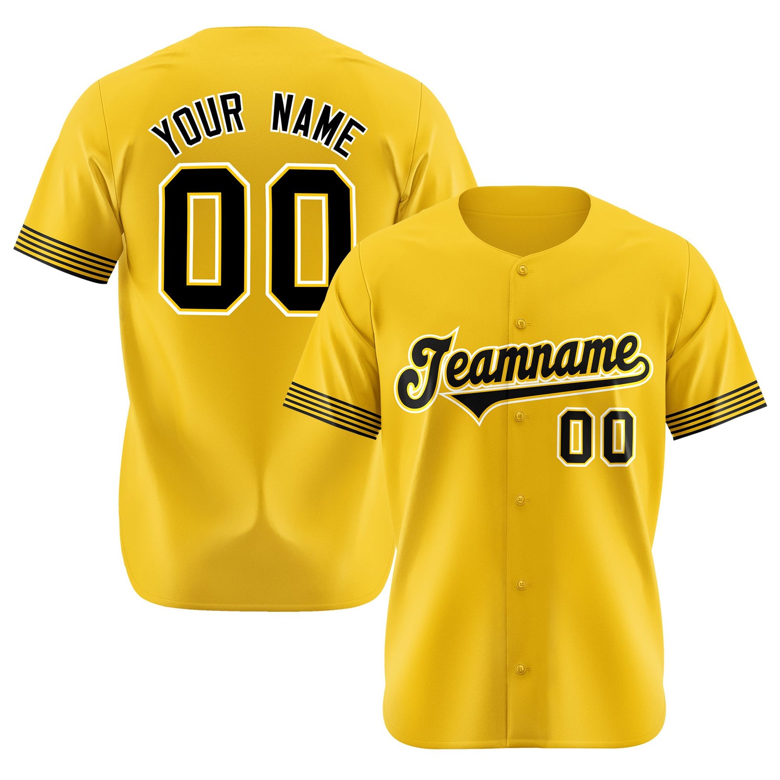 Custom Gold Black-White Classic Style Authentic Baseball Jersey
