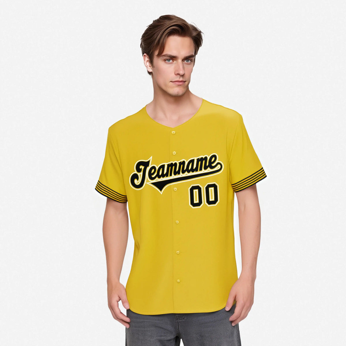 Custom Gold Black-White Classic Style Authentic Baseball Jersey