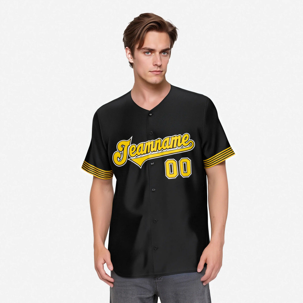 Custom Black Gold-White Classic Style Authentic Baseball Jersey