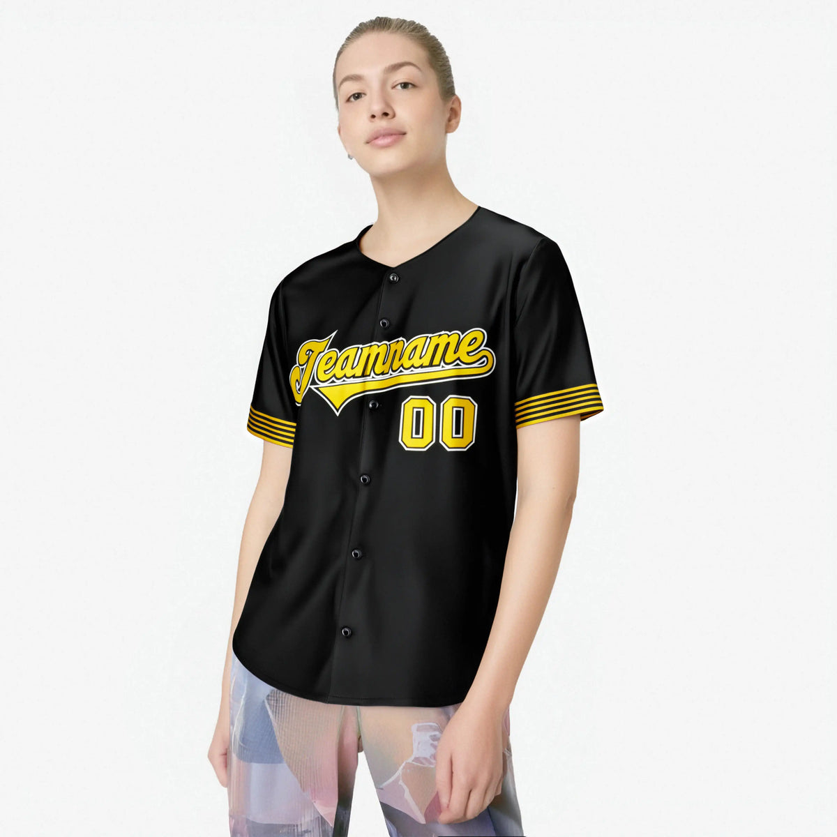 Custom Black Gold-White Classic Style Authentic Baseball Jersey