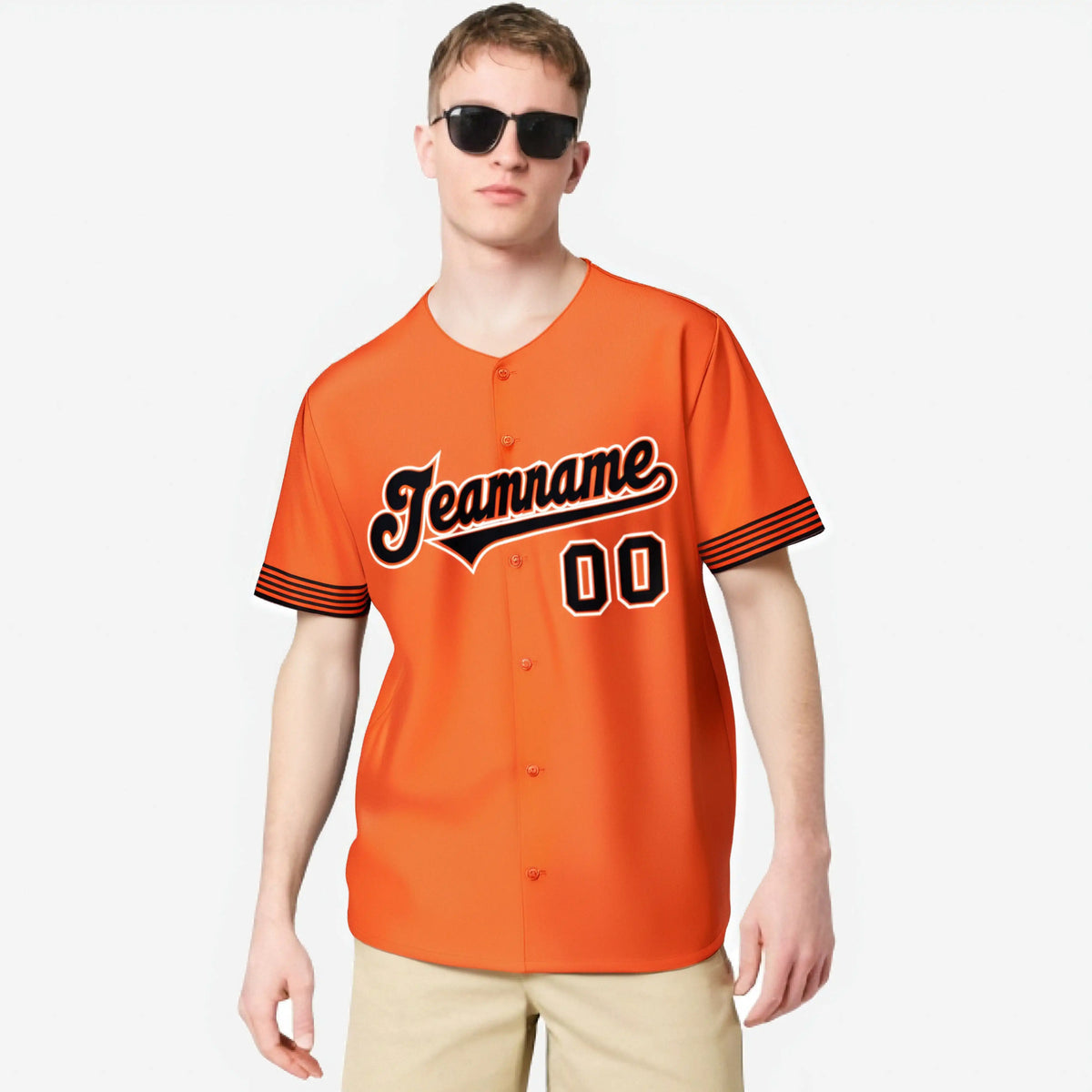 Custom Orange Black-White Classic Style Authentic Baseball Jersey