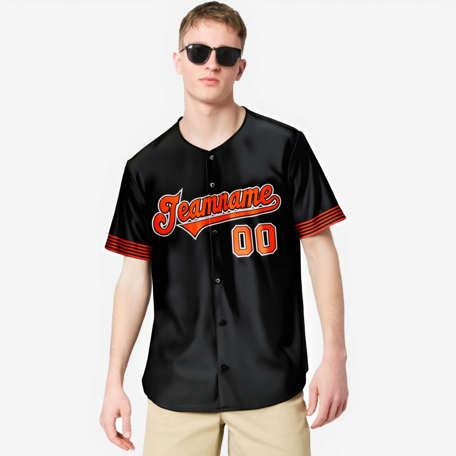 Custom Black Orange-White Classic Style Authentic Baseball Jersey