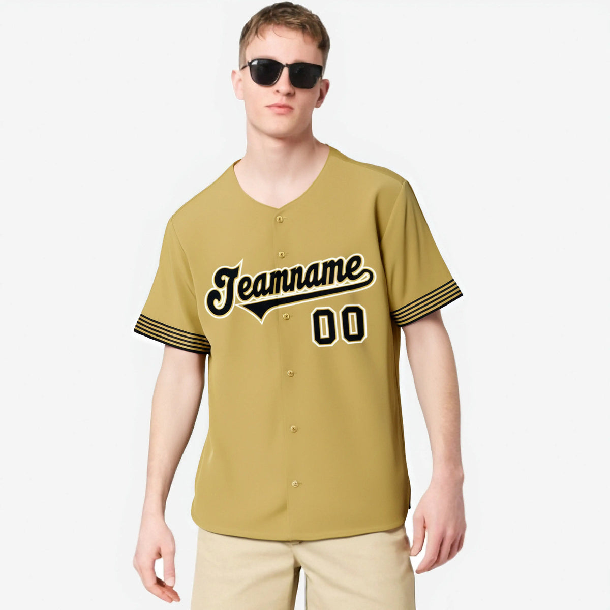 Custom Old Gold Black-White Classic Style Authentic Baseball Jersey
