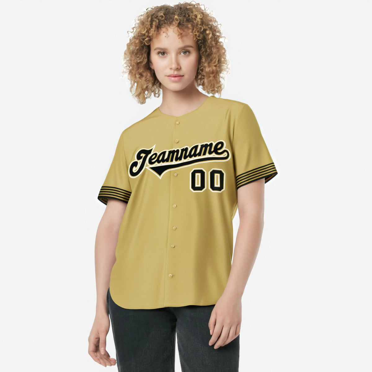 Custom Old Gold Black-White Classic Style Authentic Baseball Jersey