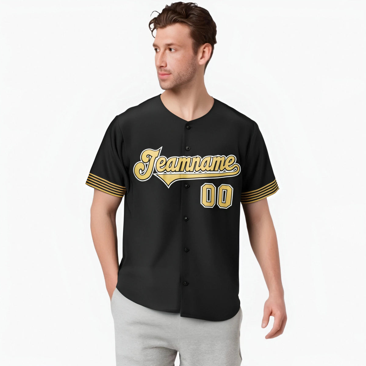 Custom Black Old Gold-White Classic Style Authentic Baseball Jersey