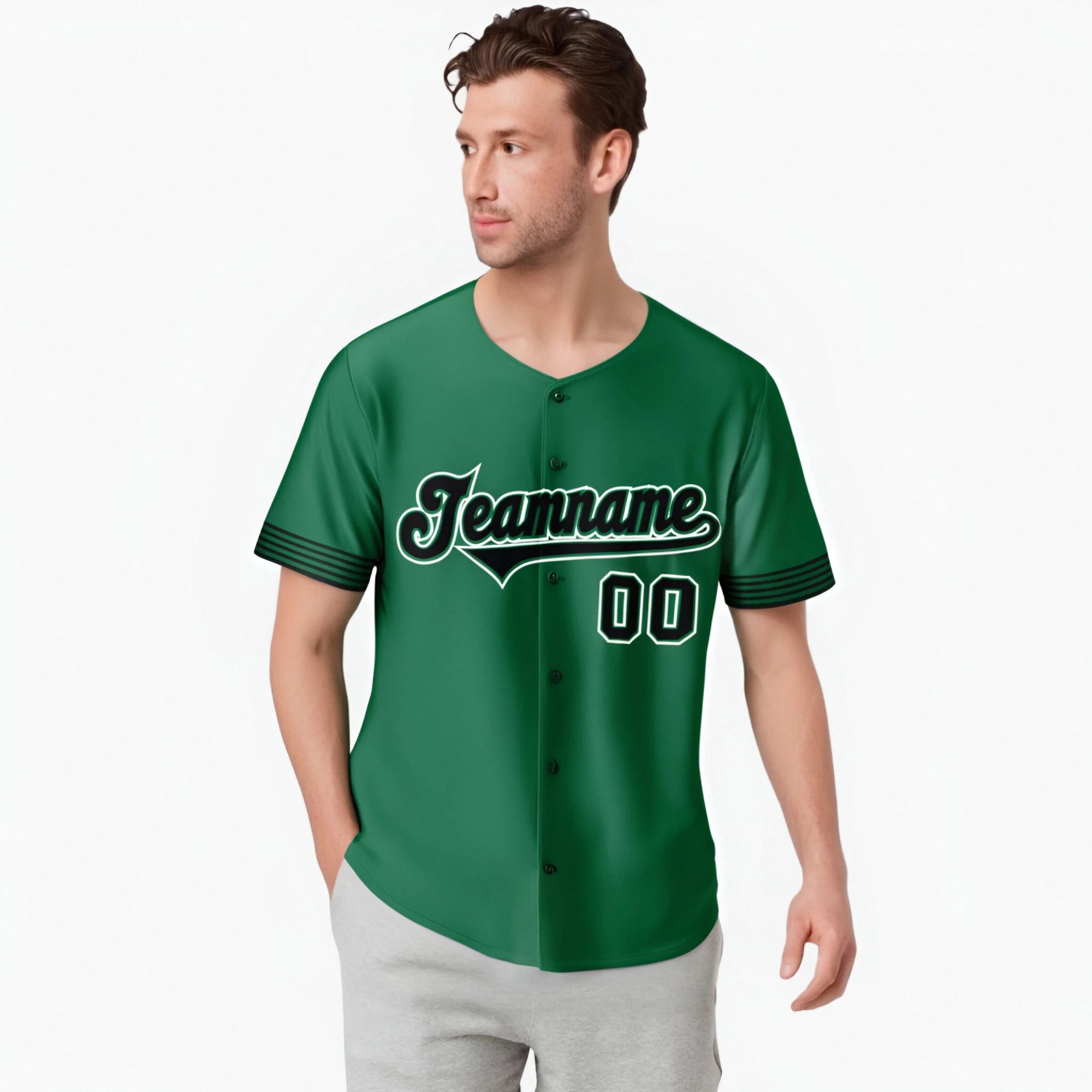 Custom Kelly Green Black-White Classic Style Authentic Baseball Jersey