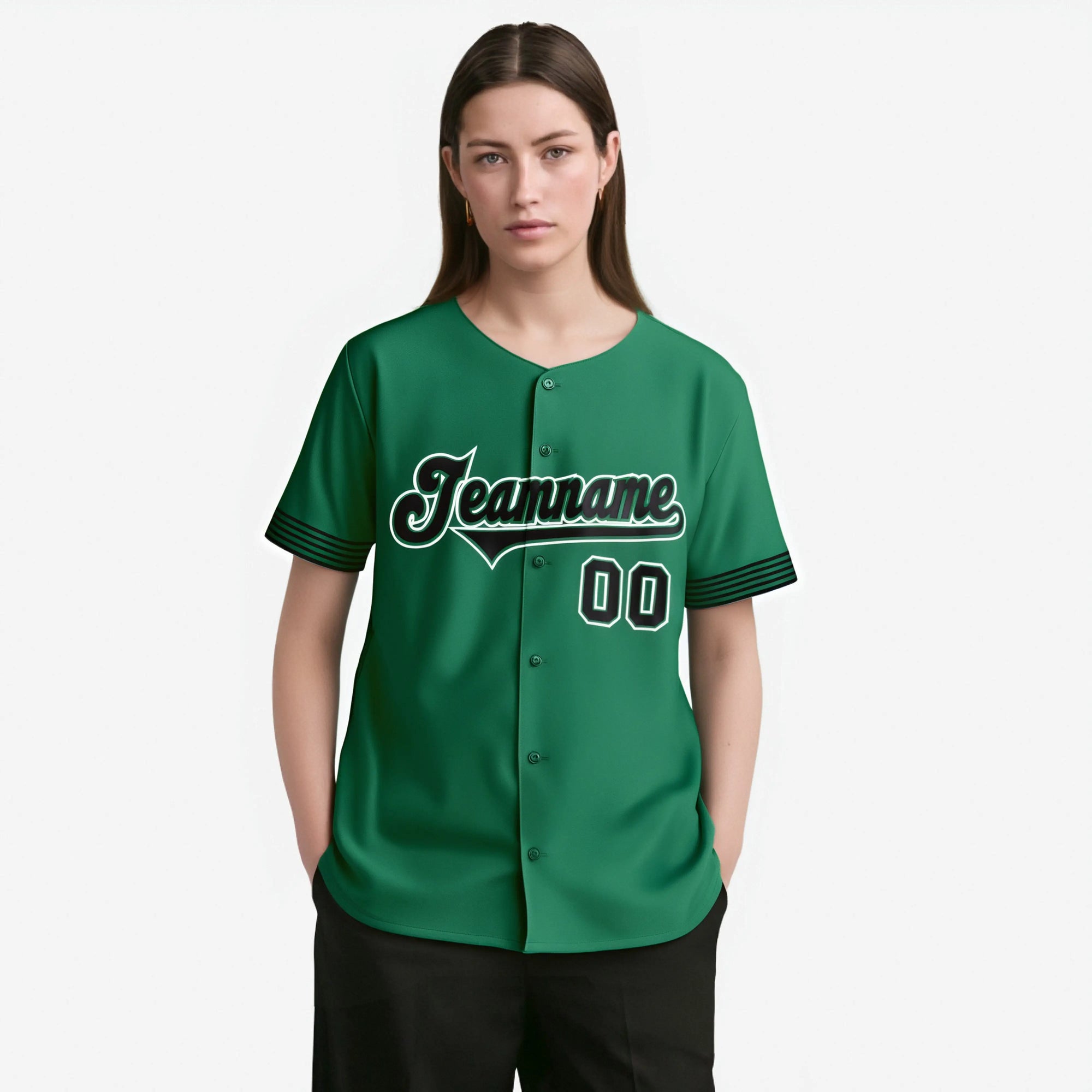 Custom Kelly Green Black-White Classic Style Authentic Baseball Jersey