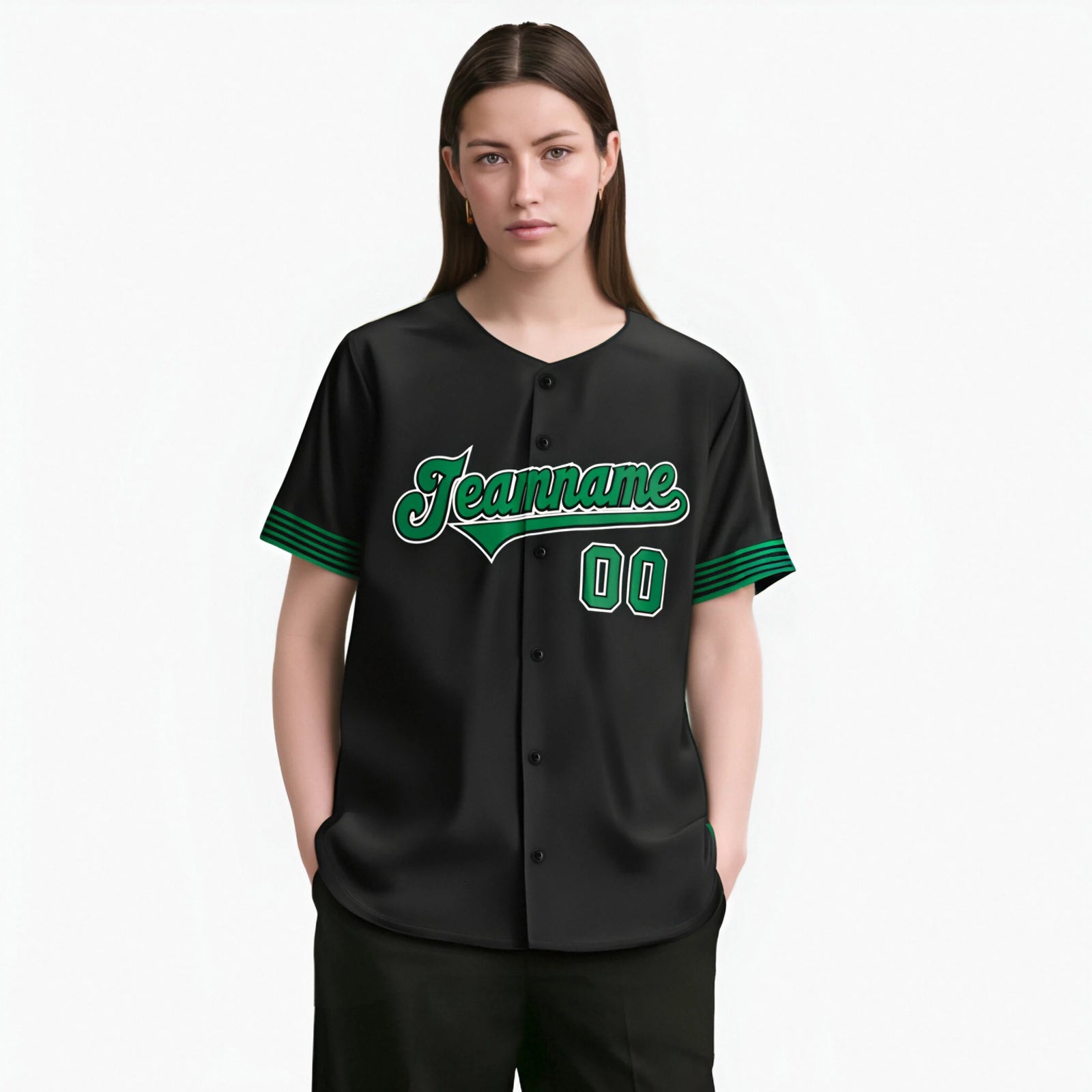 Custom Black Kelly Green-White Classic Style Authentic Baseball Jersey