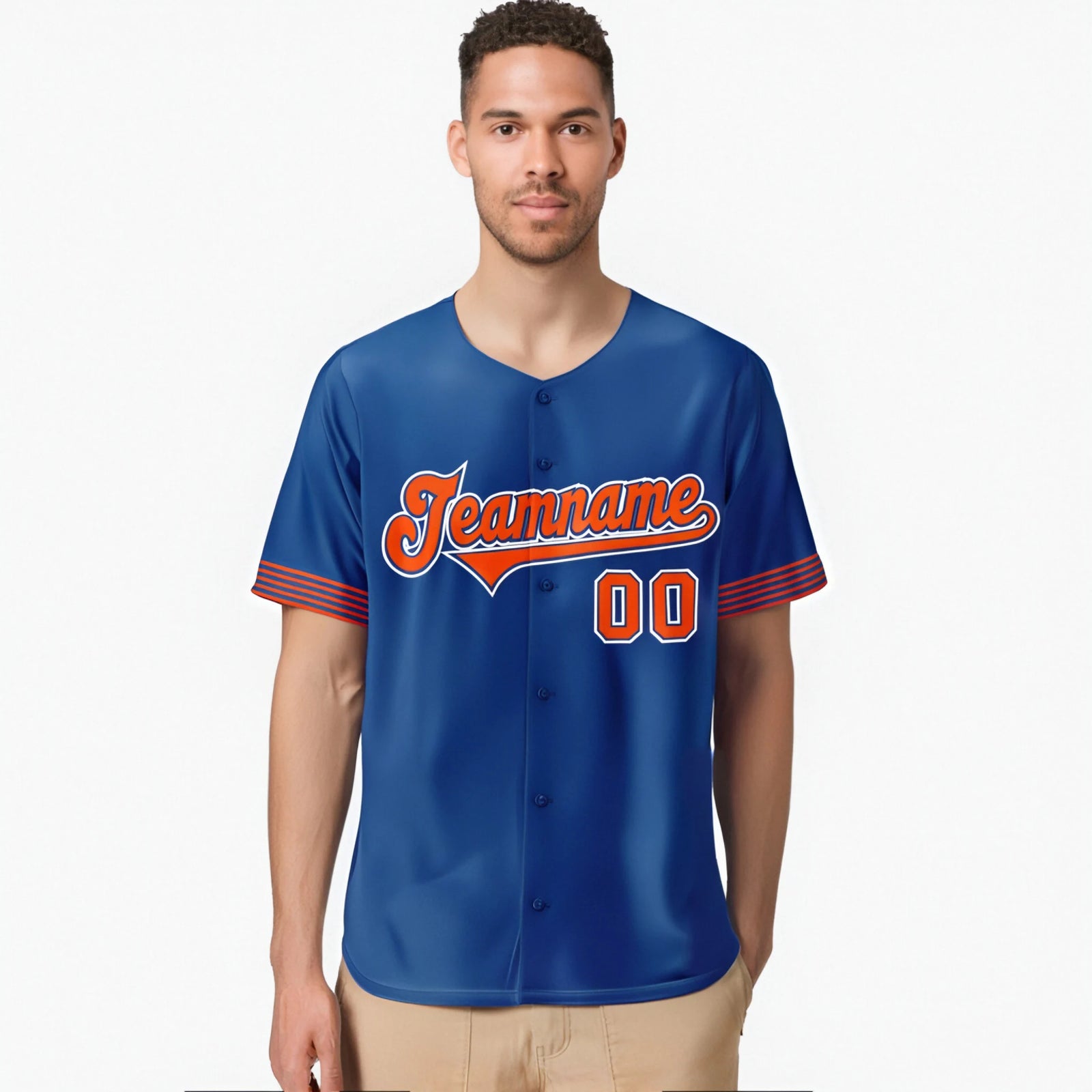 Custom Royal Blue Orange-White Classic Style Authentic Baseball Jersey