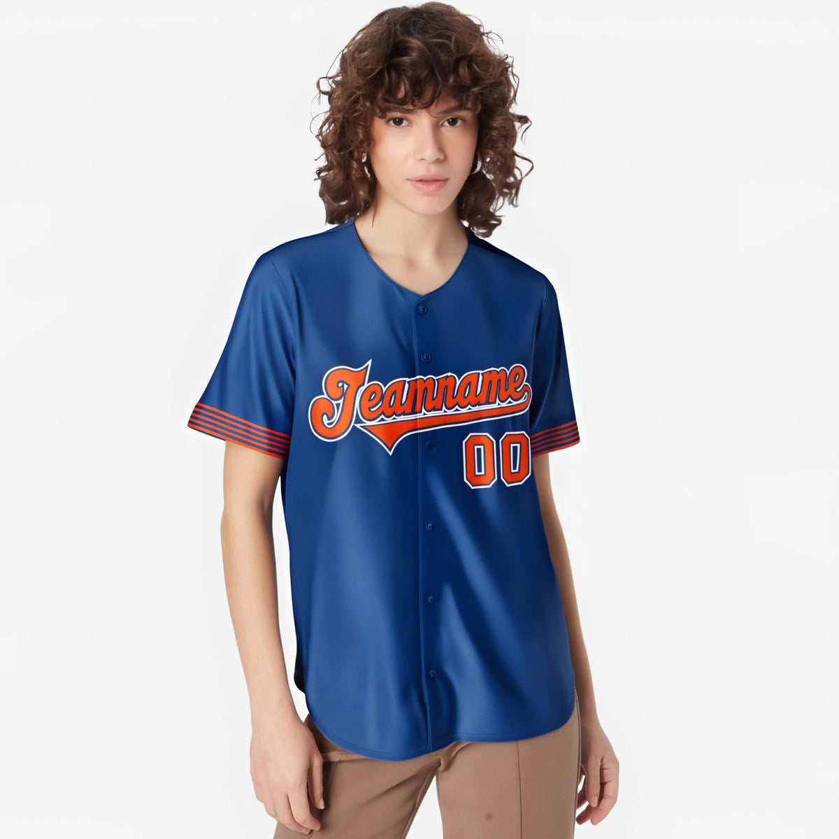 Custom Royal Blue Orange-White Classic Style Authentic Baseball Jersey