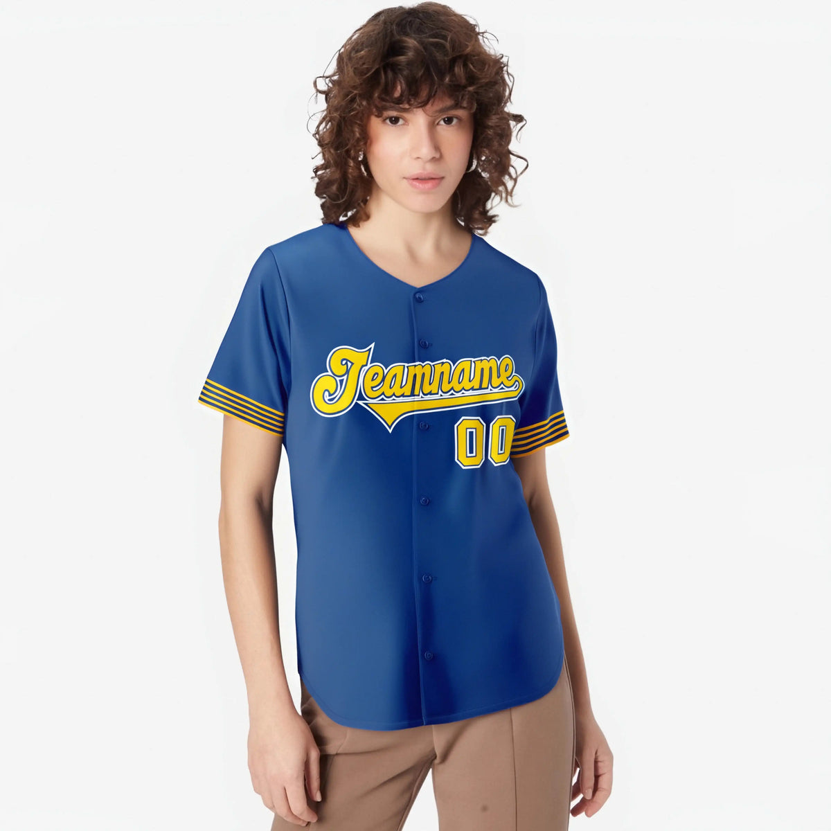 Custom Royal Blue Gold-White Classic Style Authentic Baseball Jersey