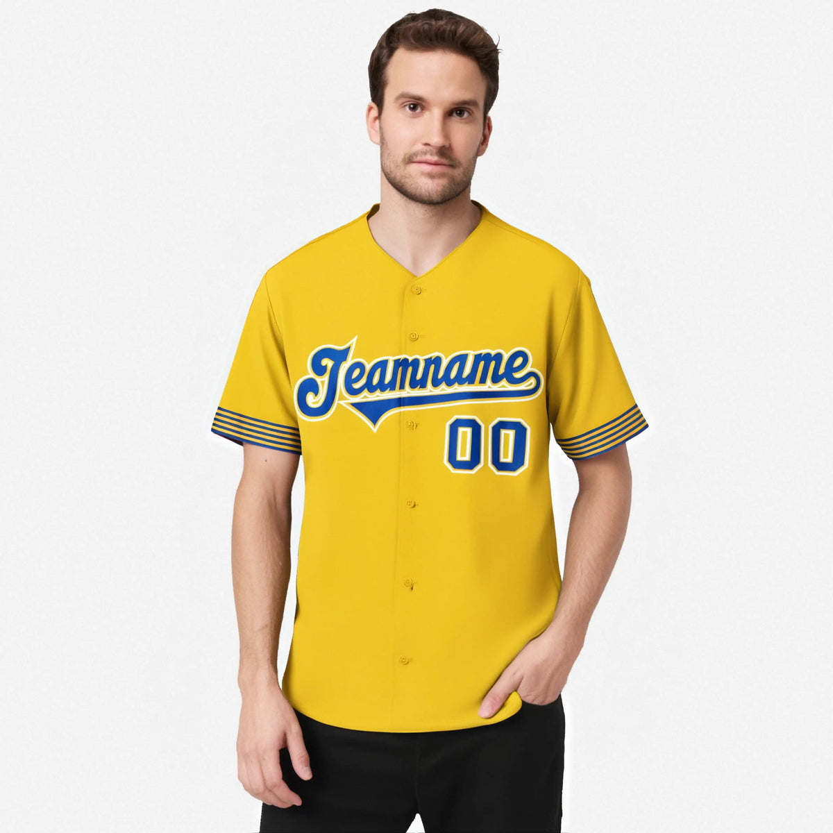 Custom Gold Royal Blue-White Classic Style Authentic Baseball Jersey