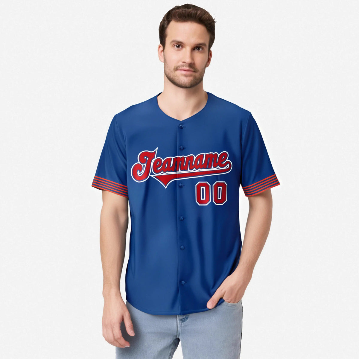 Custom Royal Blue Red-White Classic Style Authentic Baseball Jersey