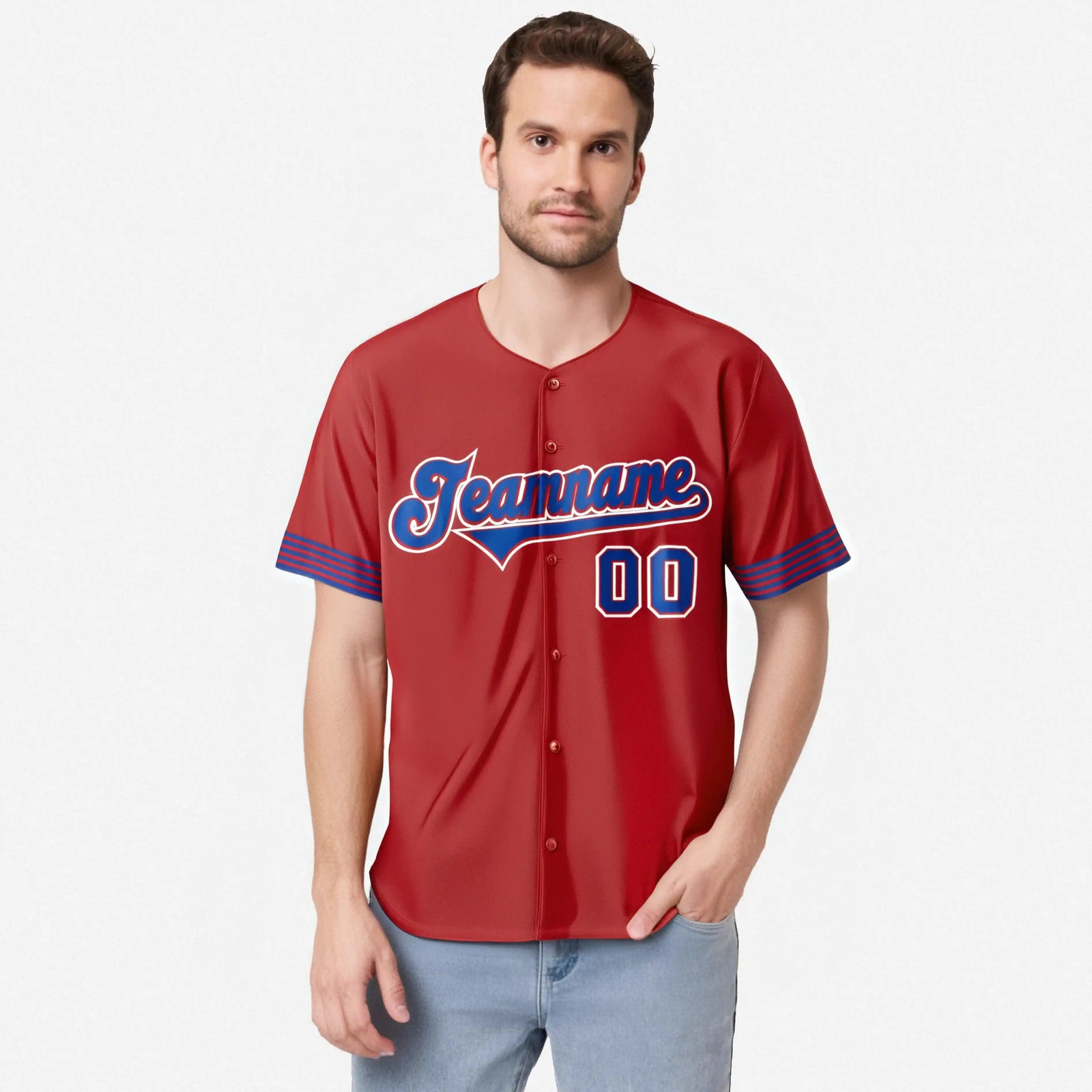 Custom Red Royal Blue-White Classic Style Authentic Baseball Jersey