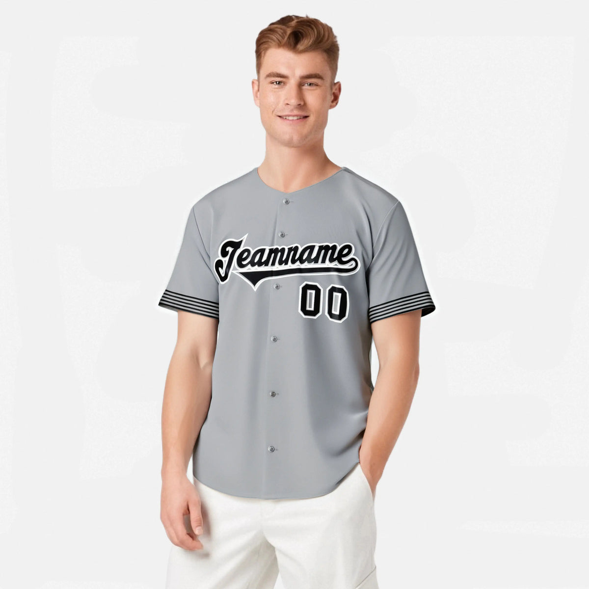 Custom Gray Black-White Classic Style Authentic Baseball Jersey