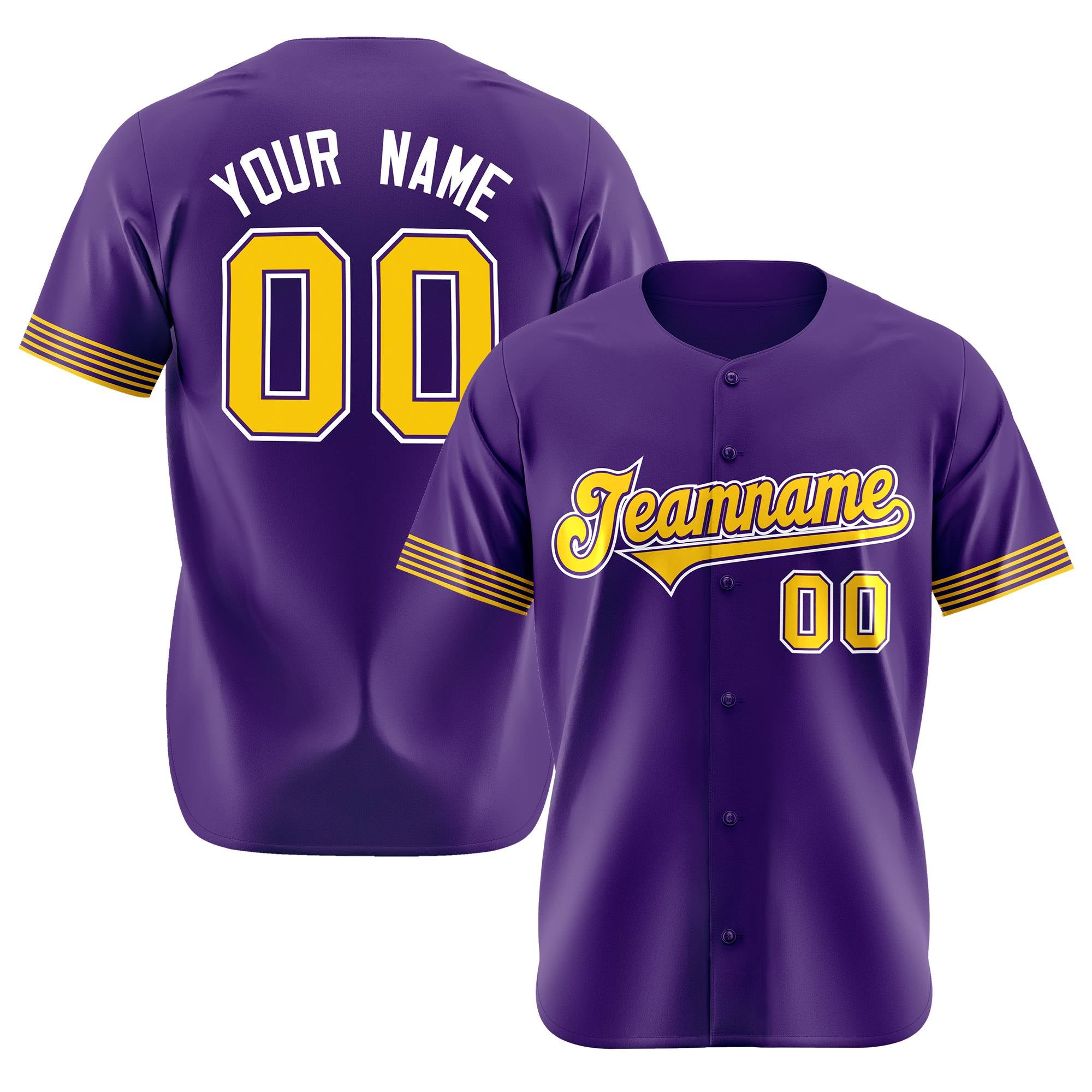 Custom Purple Gold-White Classic Style Authentic Baseball Jersey