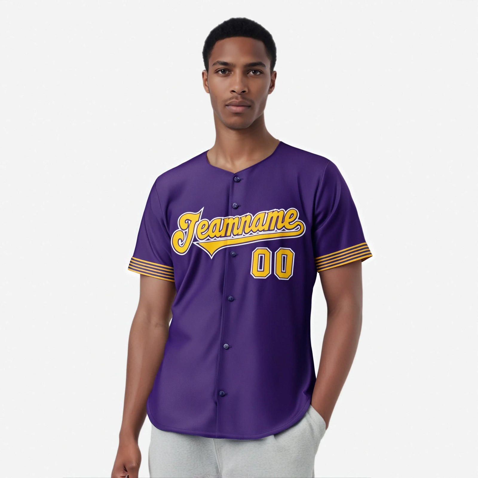 Custom Purple Gold-White Classic Style Authentic Baseball Jersey