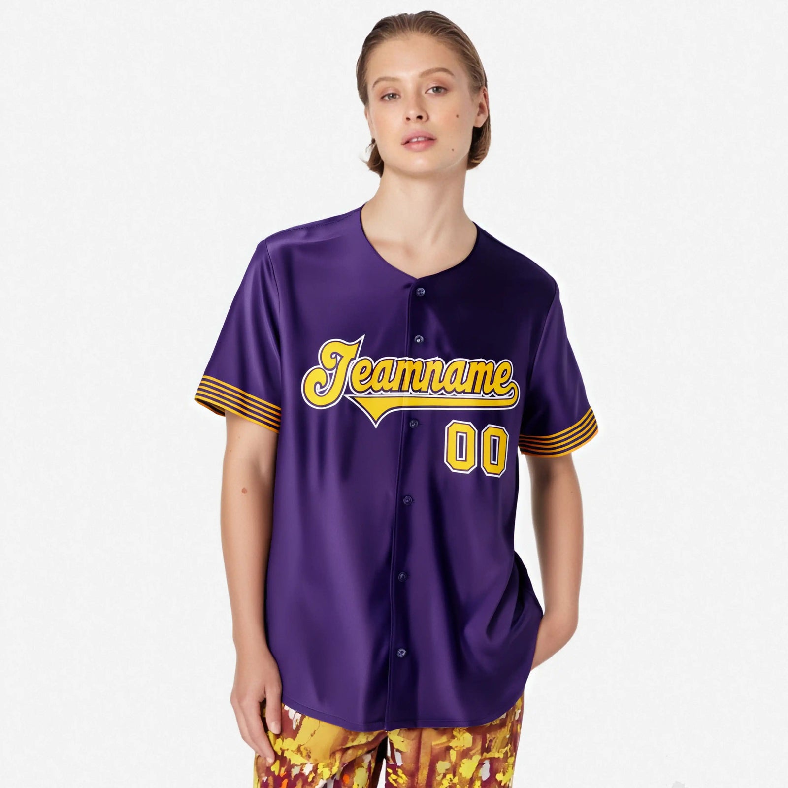 Custom Purple Gold-White Classic Style Authentic Baseball Jersey
