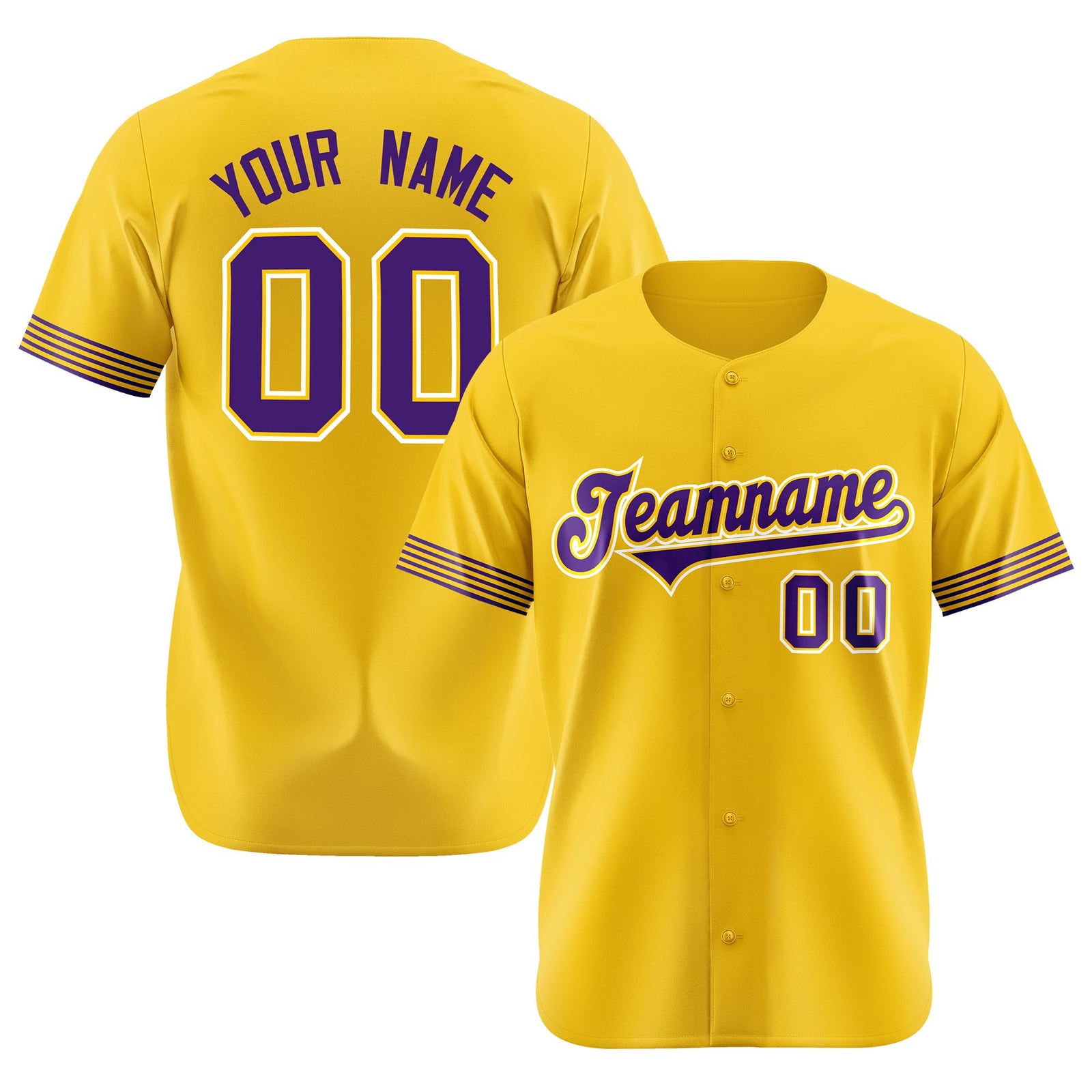Custom Gold Purple-White Classic Style Authentic Baseball Jersey