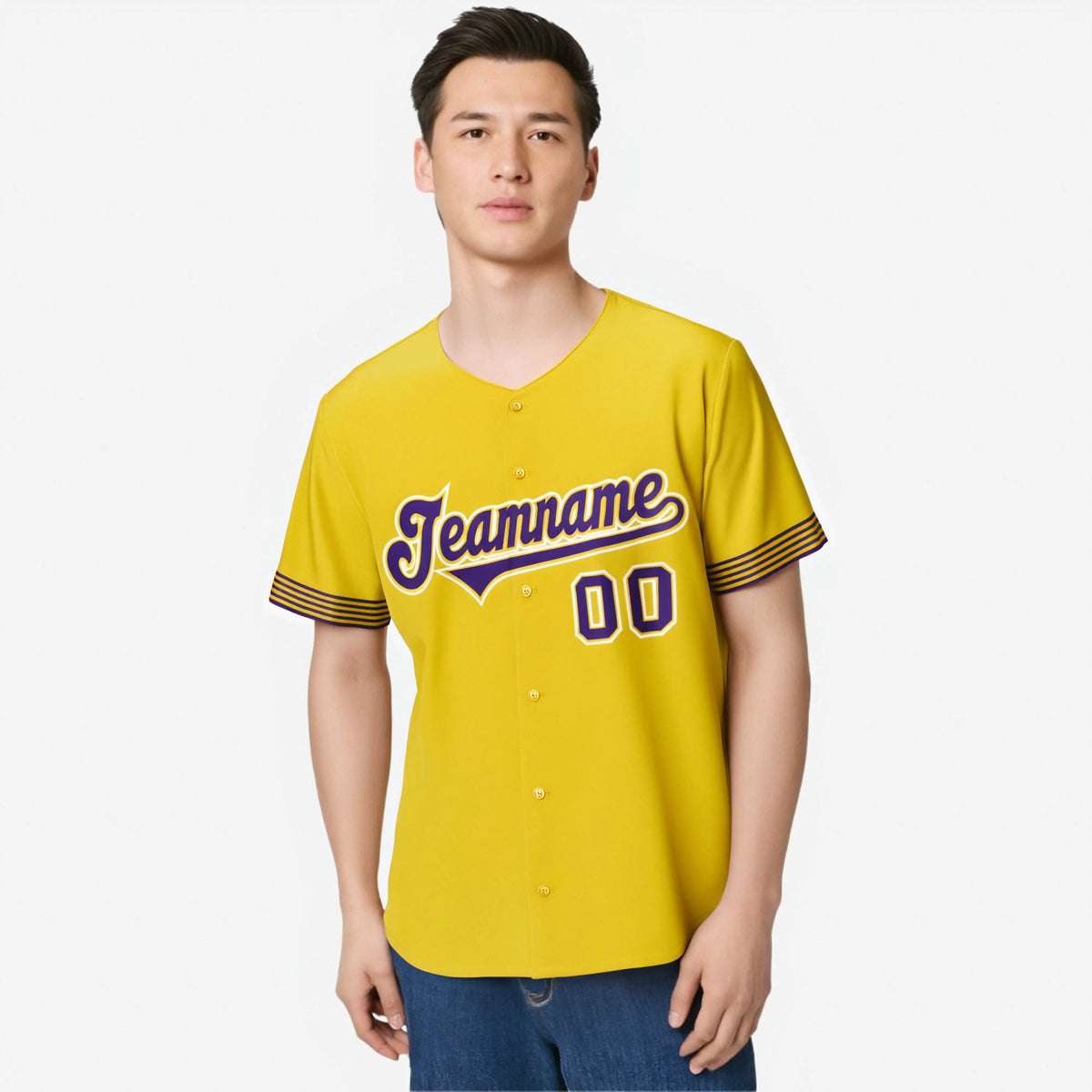 Custom Gold Purple-White Classic Style Authentic Baseball Jersey