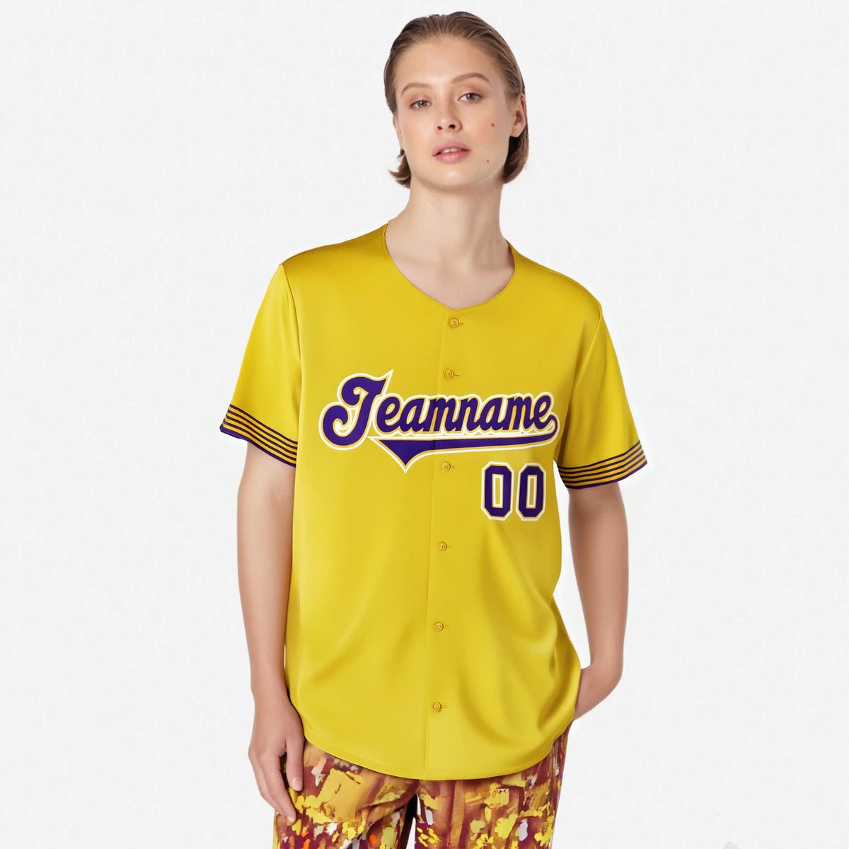 Custom Gold Purple-White Classic Style Authentic Baseball Jersey