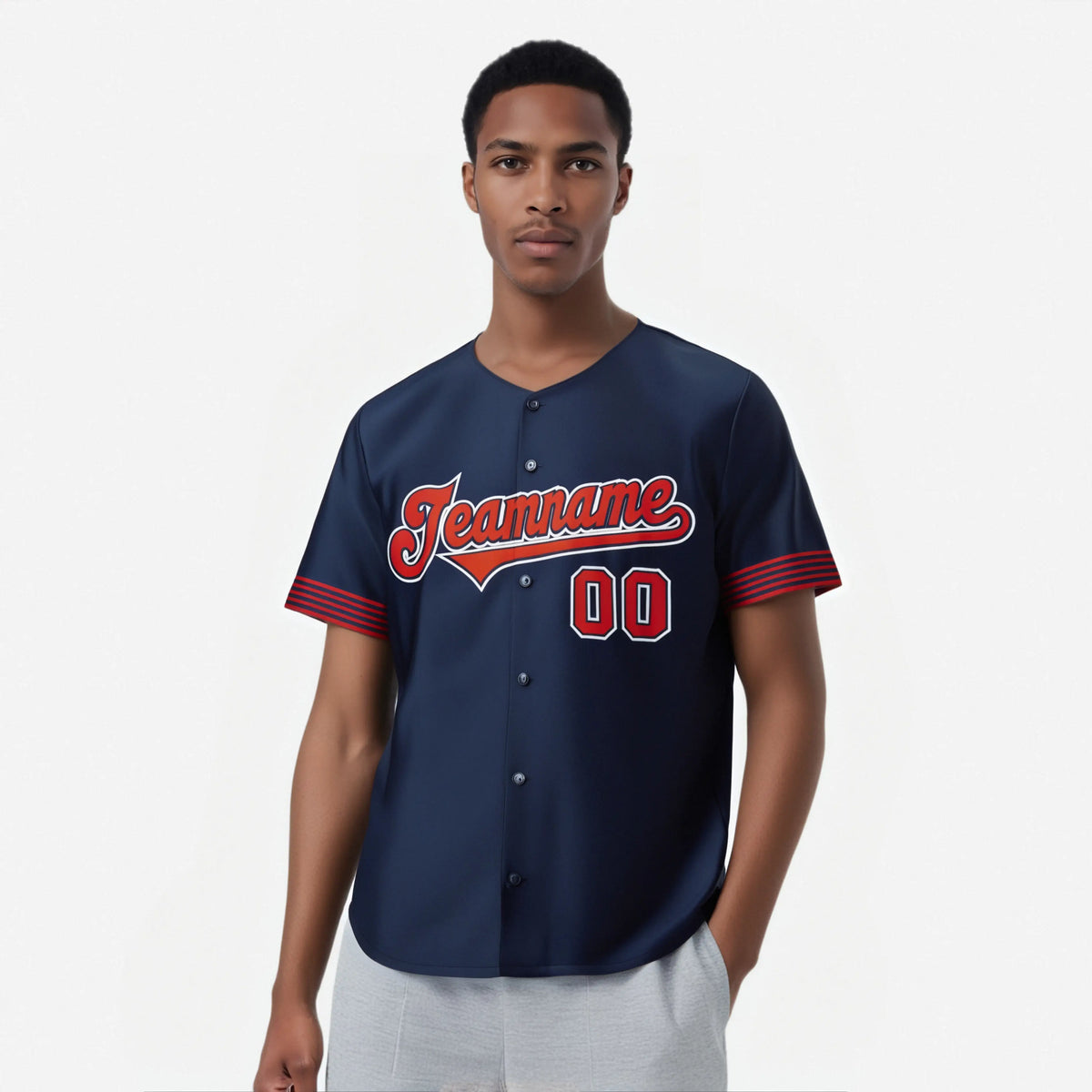 Custom Navy Red-White Classic Style Authentic Baseball Jersey